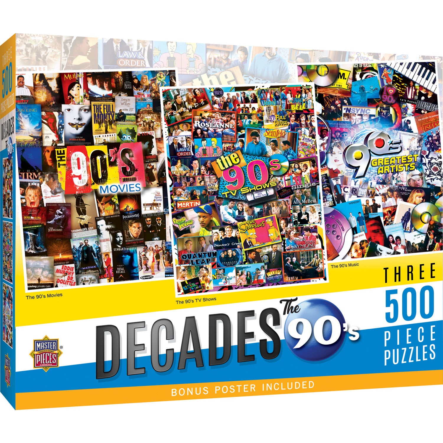 Decades - The 90's 500 Piece Jigsaw Puzzles 3 Pack