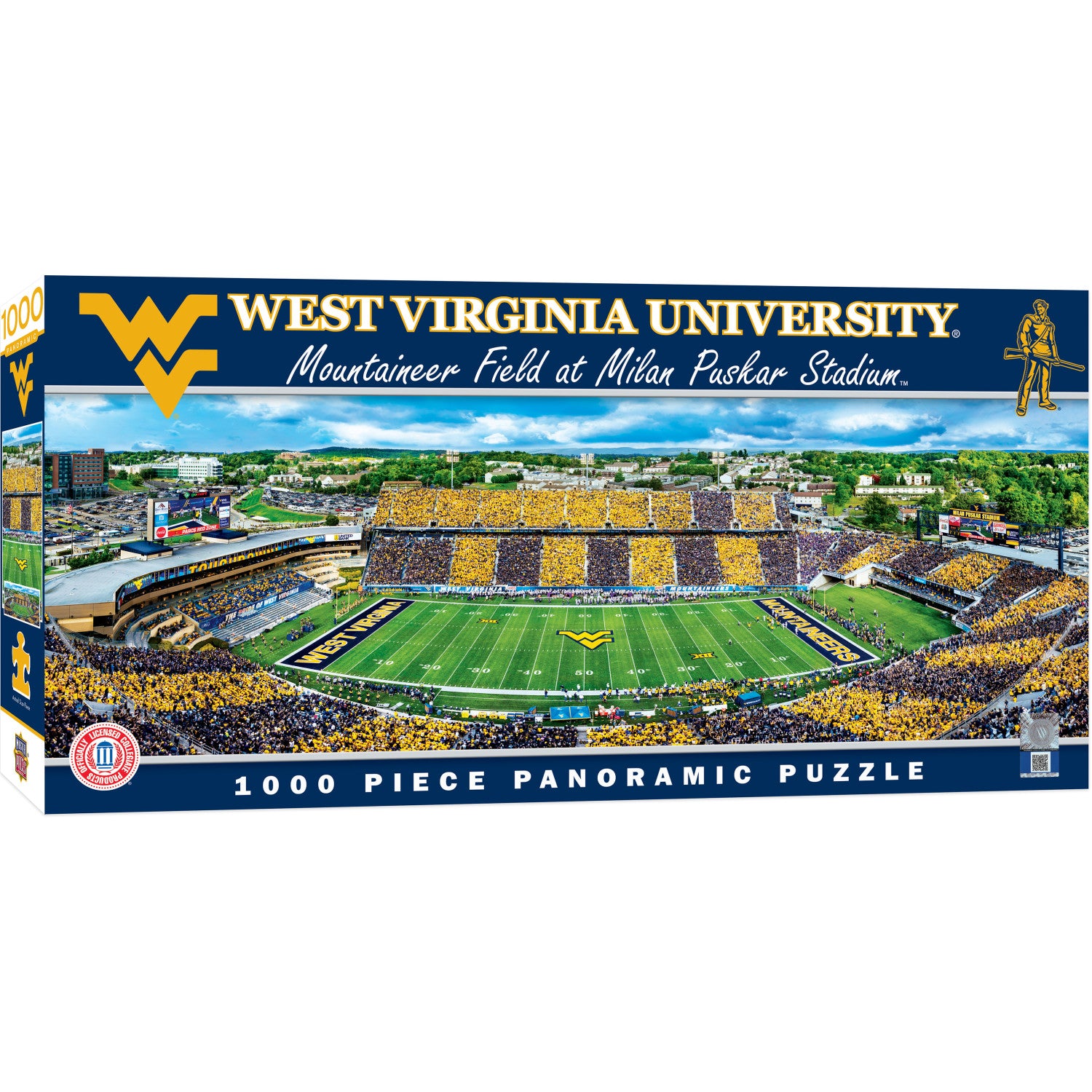 West Virginia Mountaineers - 1000 Piece Panoramic Jigsaw Puzzle - Center View
