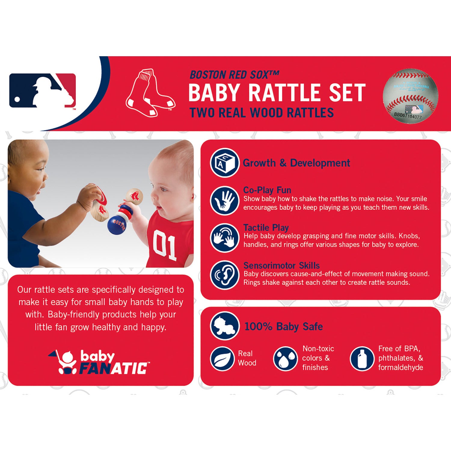 Boston Red Sox - Baby Rattles 2-Pack