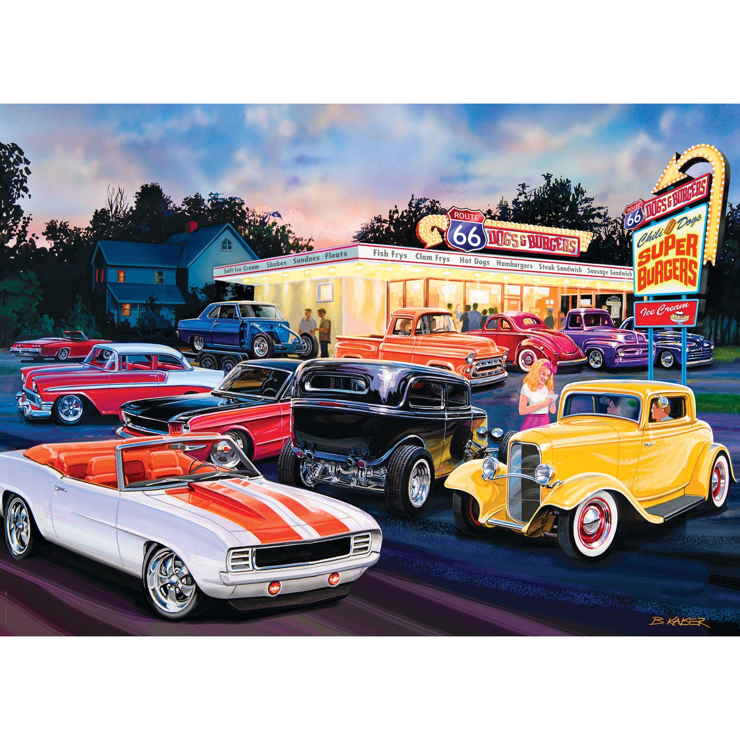 Cruisin' Route 66 - Dogs & Burgers 1000 Piece Puzzle