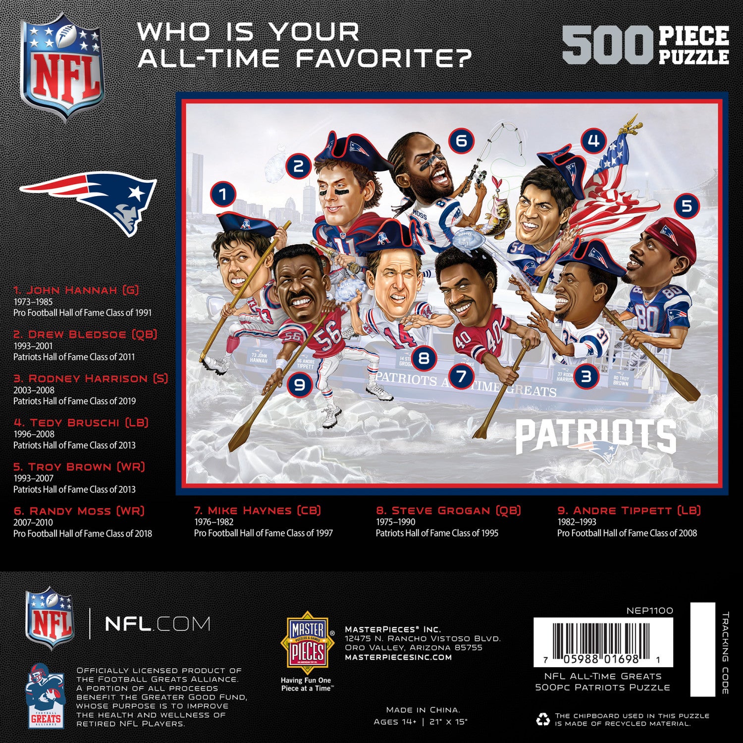 New England Patriots - All Time Greats 500 Piece Jigsaw Puzzle