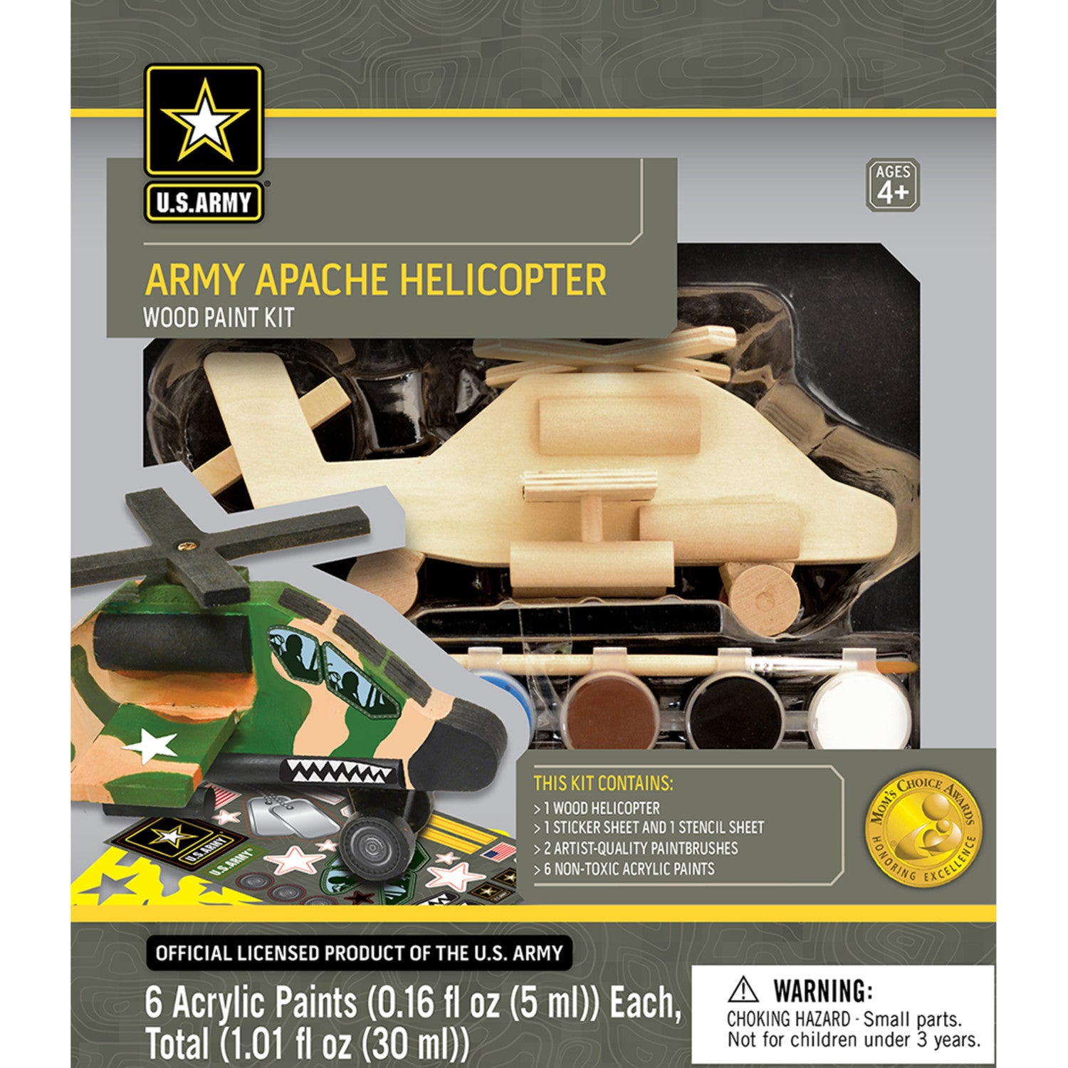 U.S. Army - Apache Helicopter Wood Craft & Paint Kit