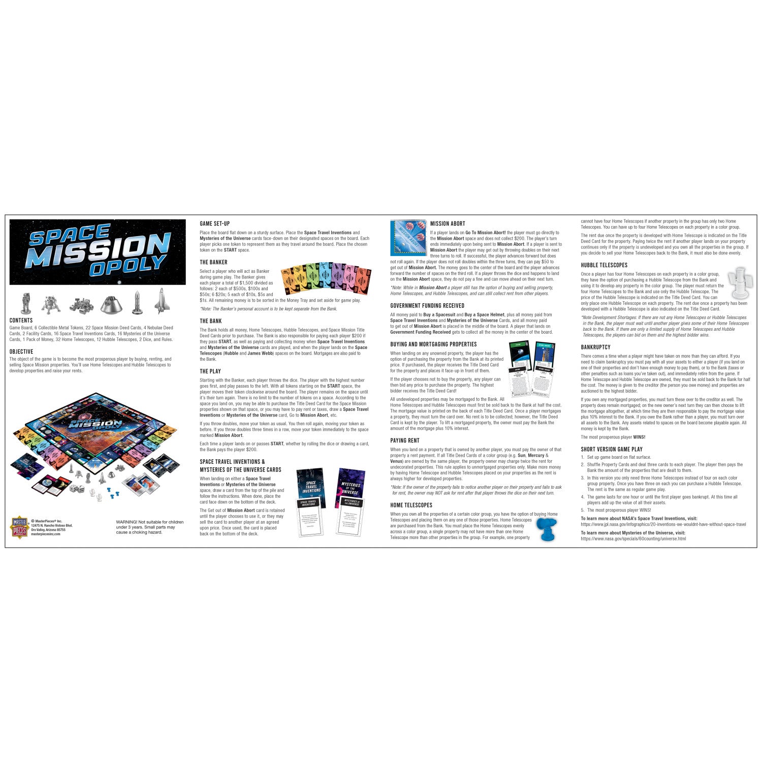 Space Mission Opoly Board Game