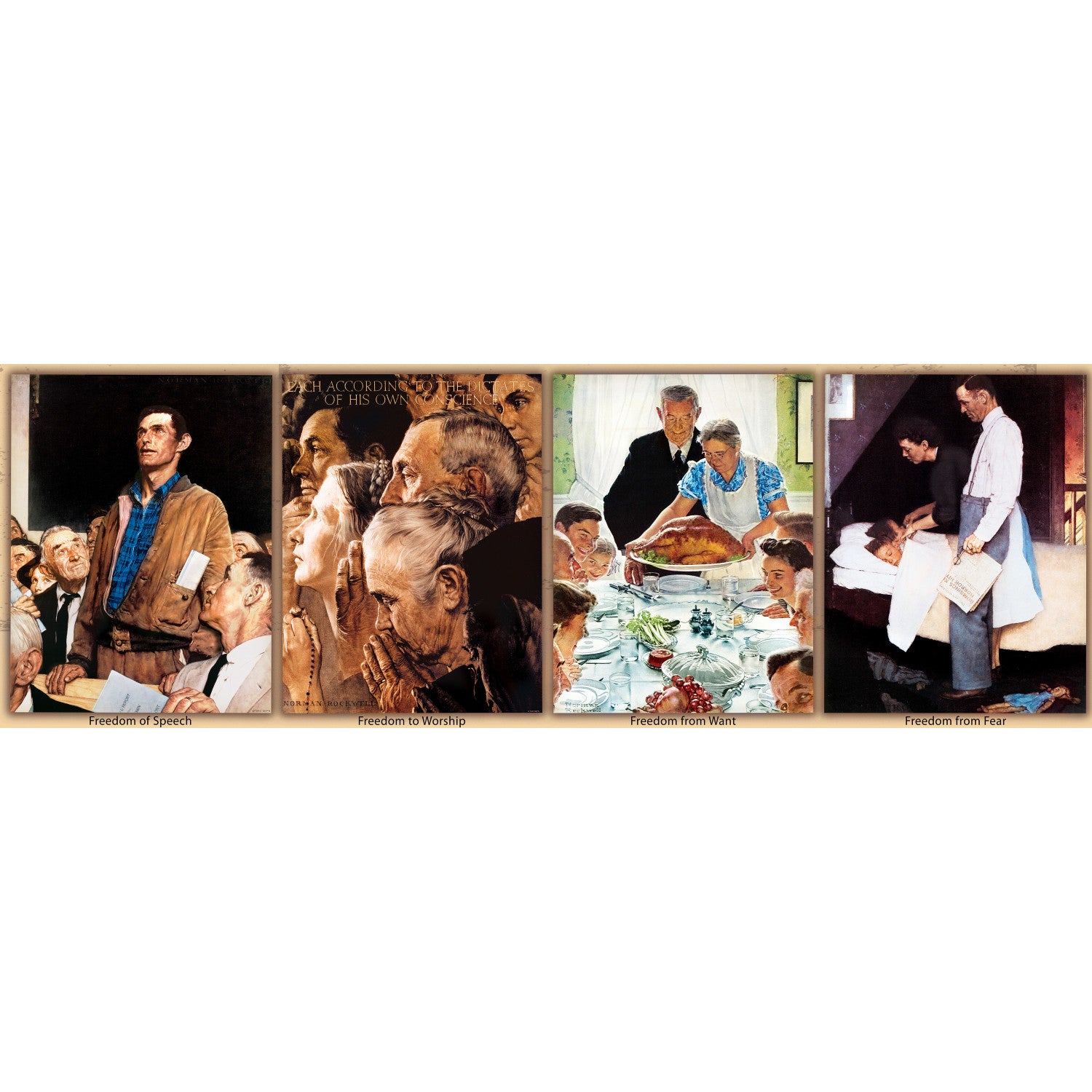 Panoramic - The Four Freedoms Rockwell 1000 Piece Puzzle By Saturday Evening Post