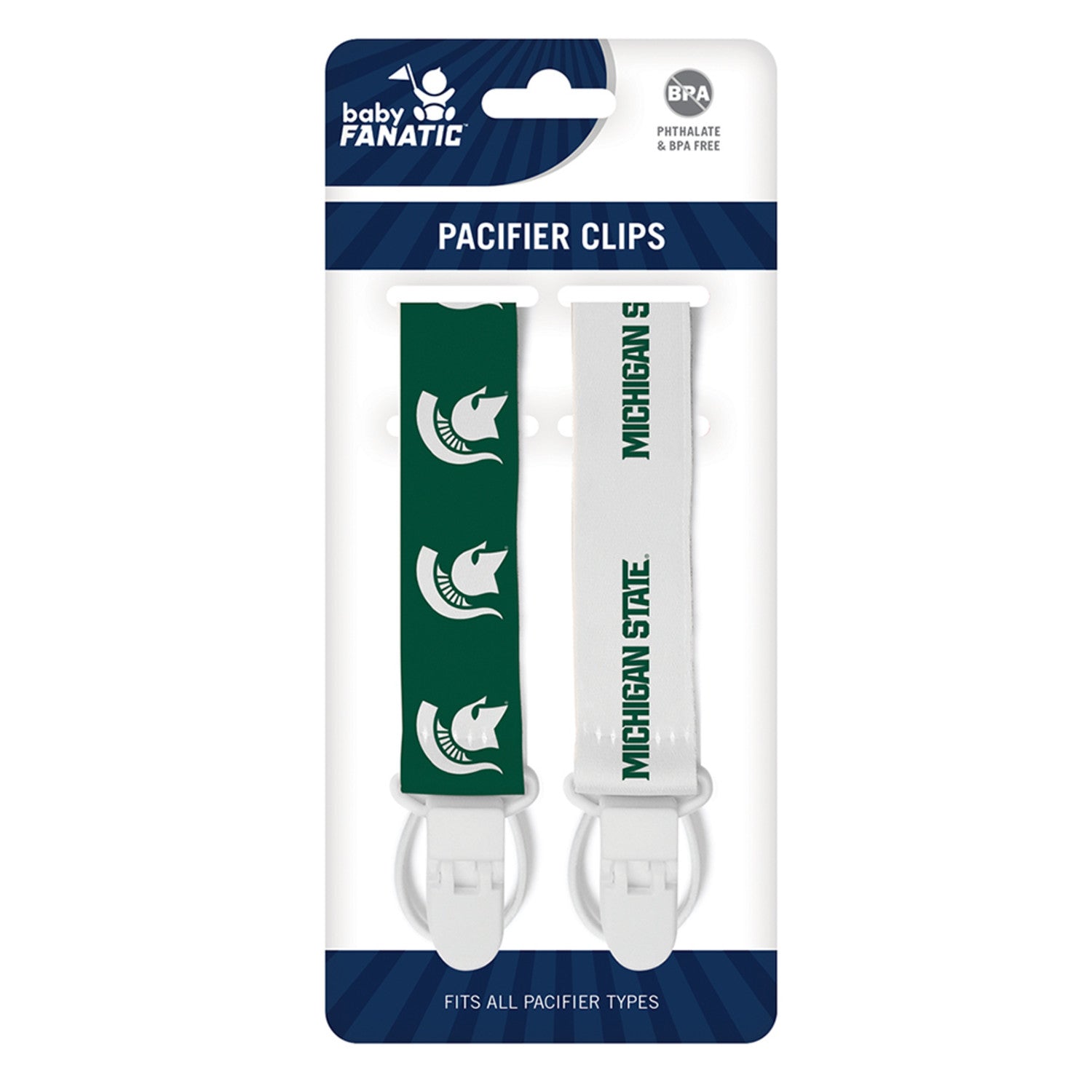 Michigan State Spartans NCAA Pacifier Clip 2-Pack