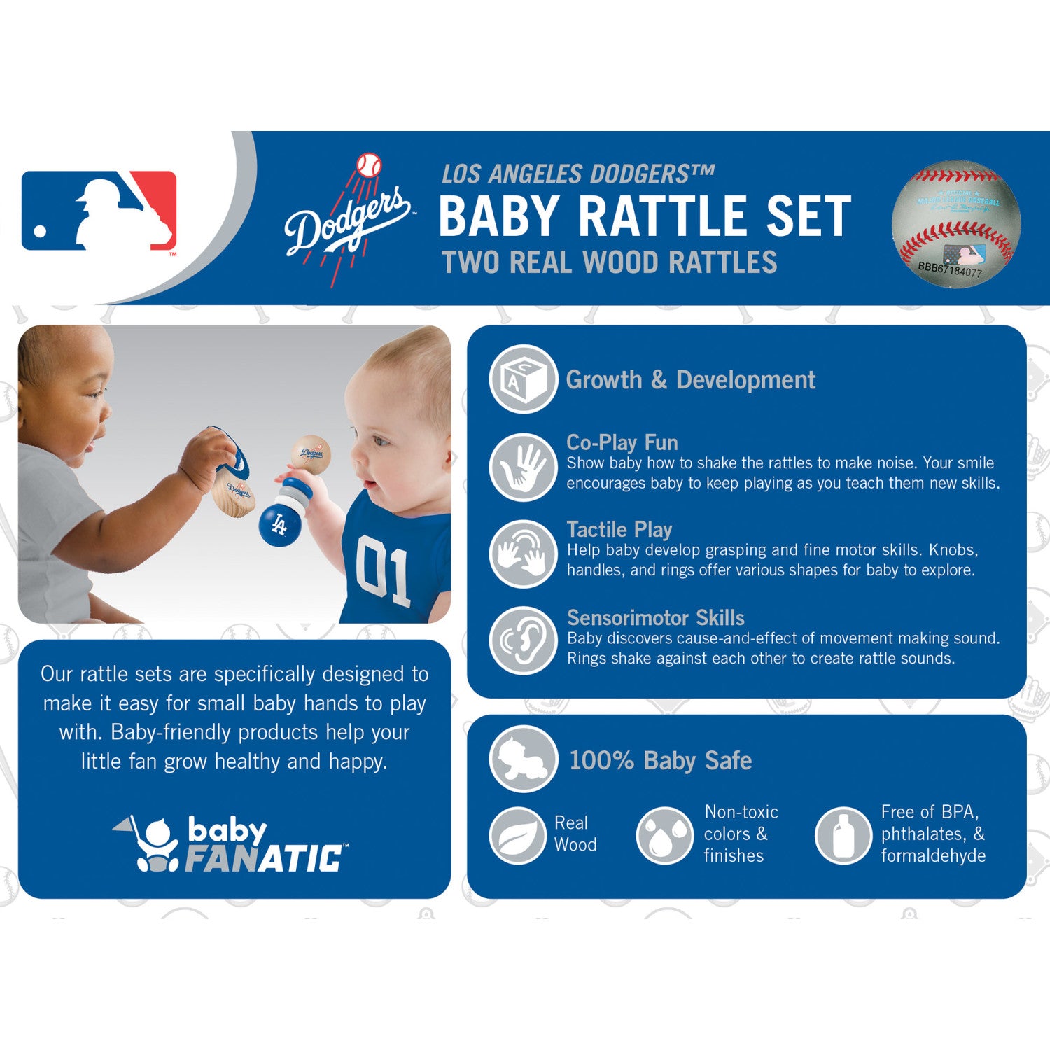 Los Angeles Dodgers - Baby Rattles 2-Pack