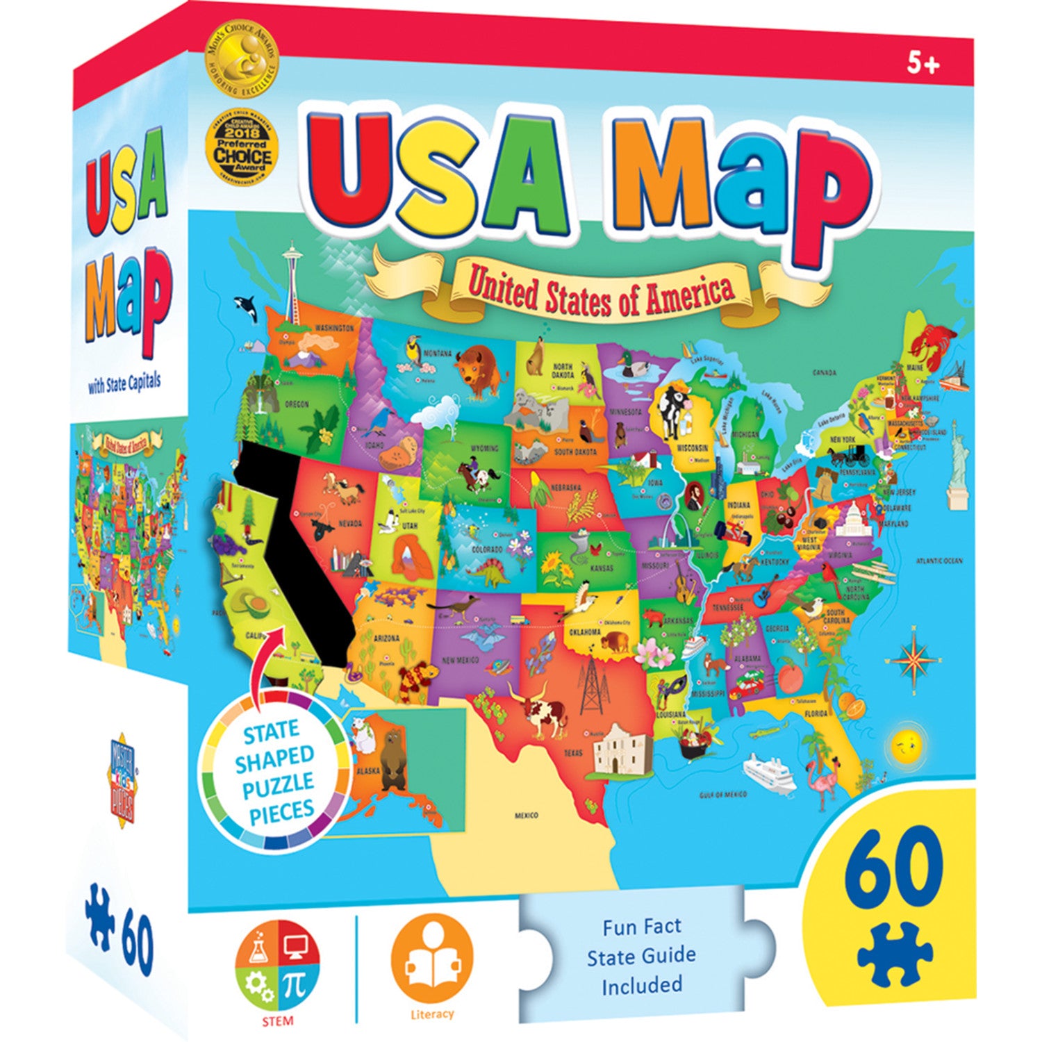 Explorers - USA Map 60 Piece Kids Jigsaw Puzzle