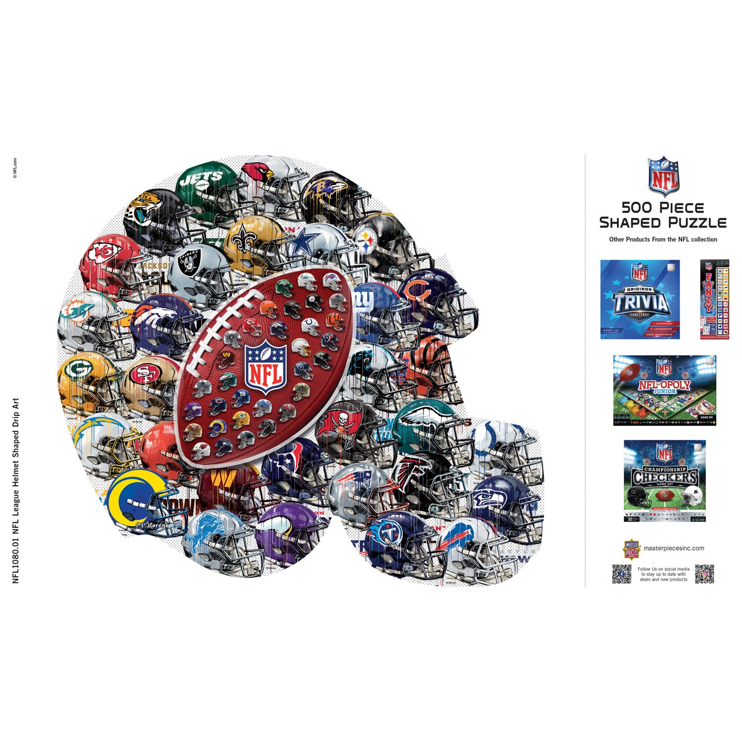 NFL - Helmet Drip Art 500 Piece Shaped Puzzle