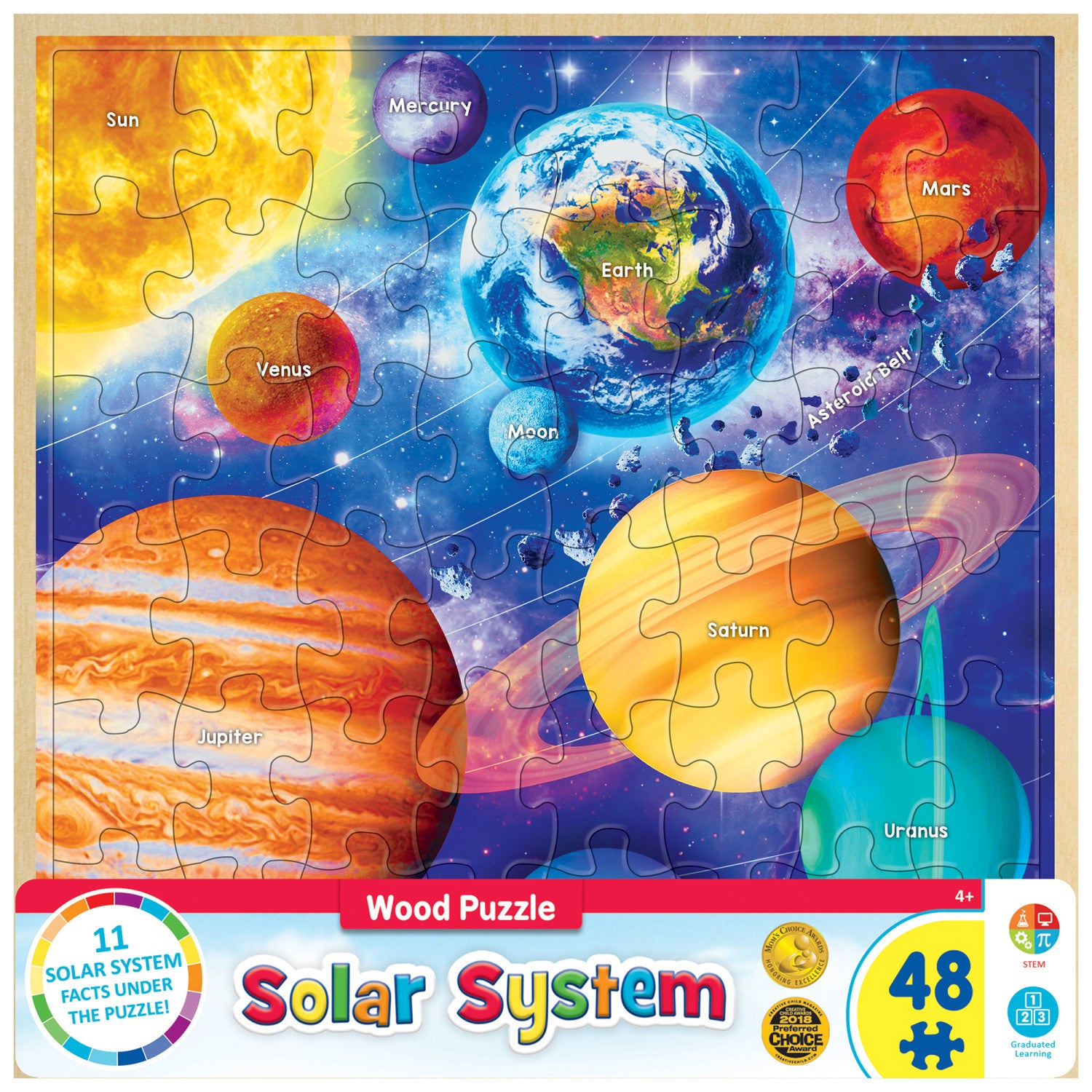 Wood Fun Facts - Solar System 48 Piece Wood Puzzle