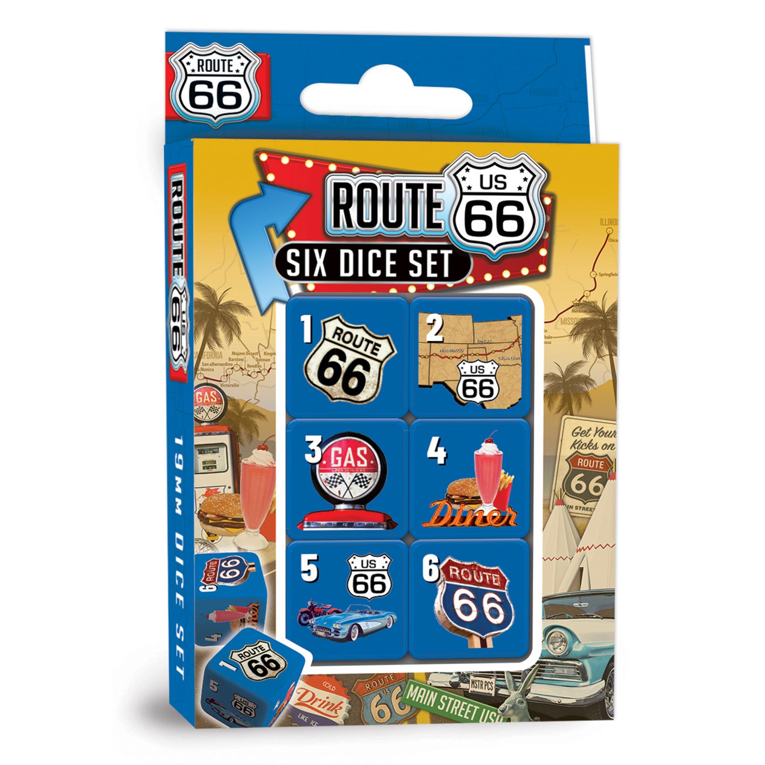 Route 66 - 6 Piece D6 Gaming Dice Set