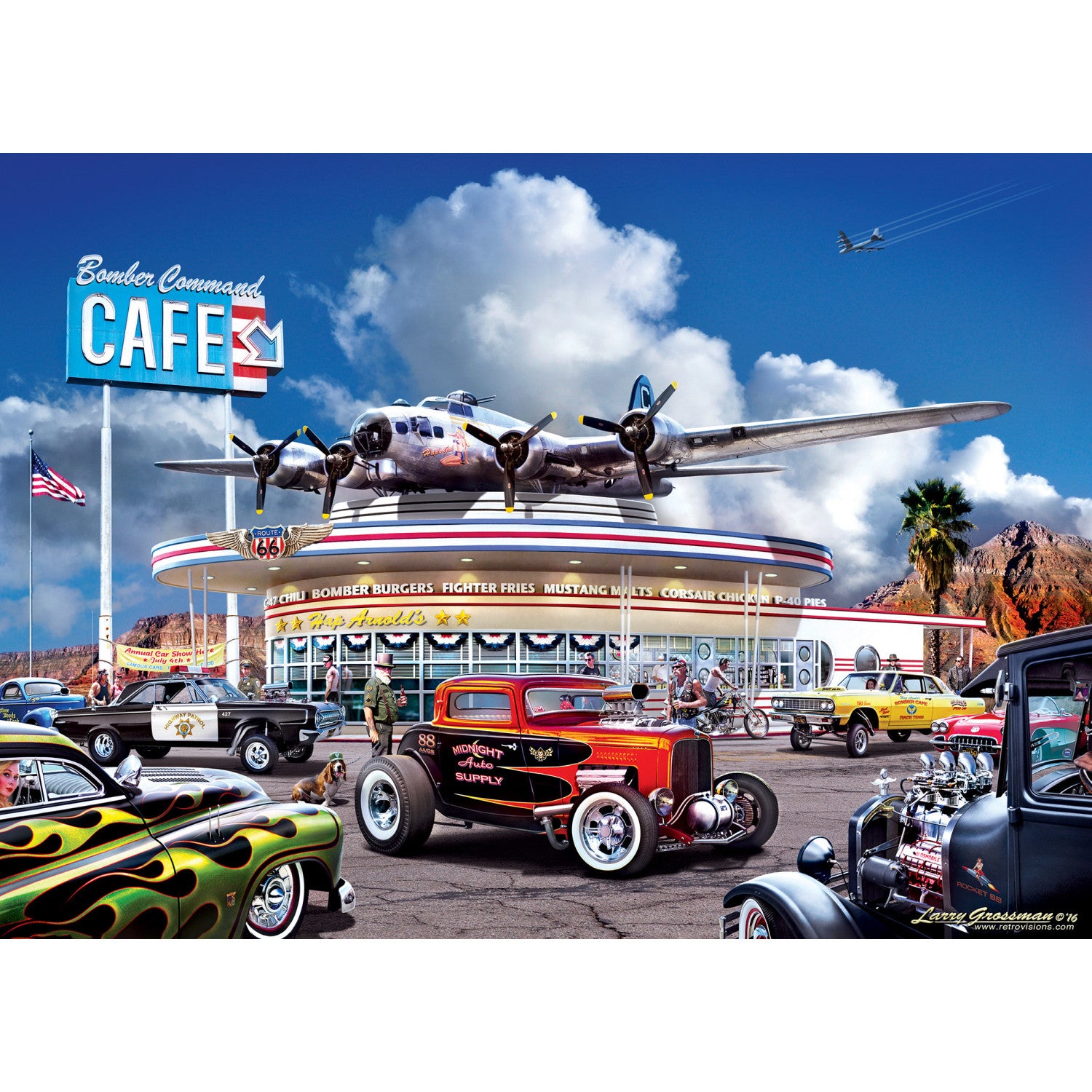 Cruisin' Route 66 Bomber Command Cafe 1000 Piece Puzzle