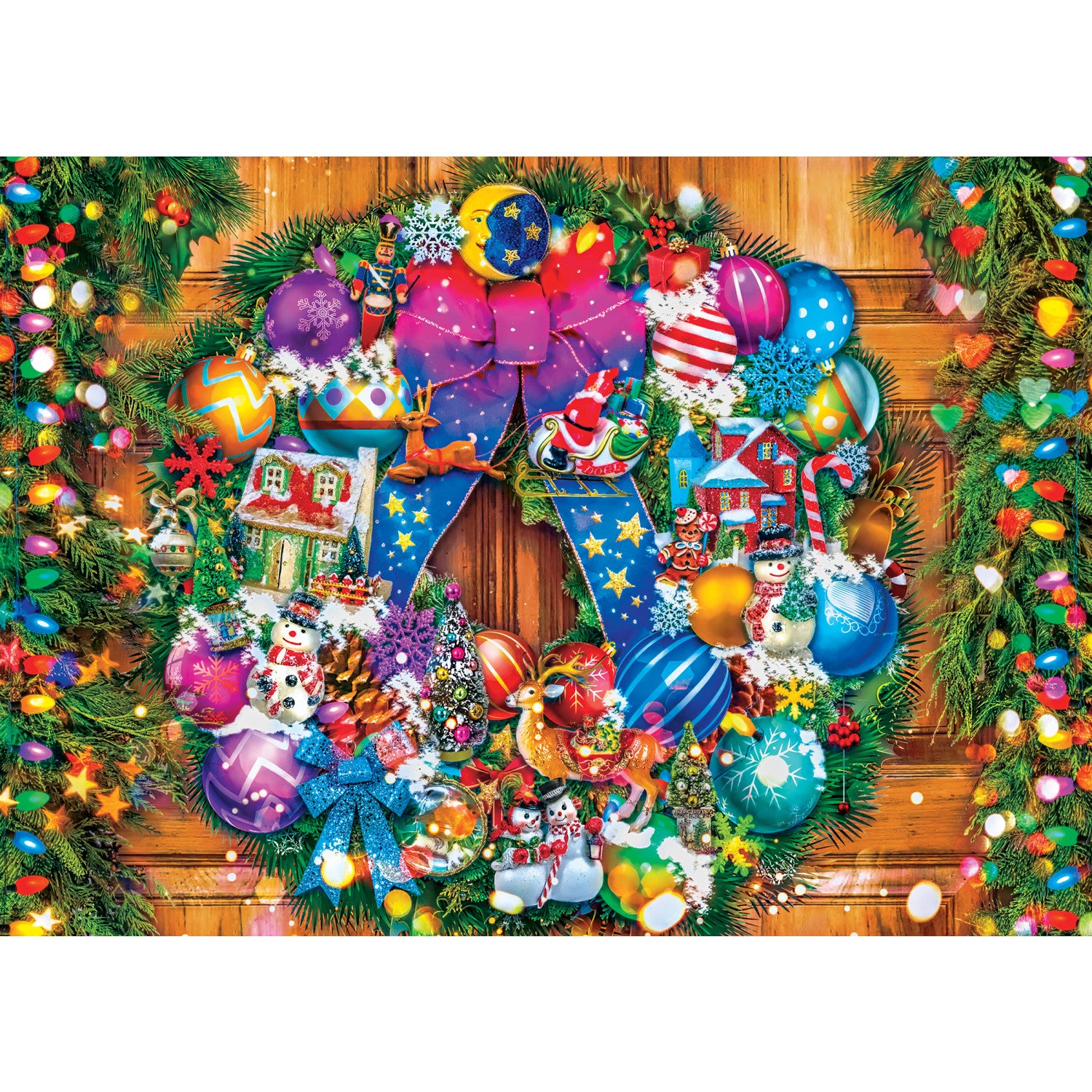 Holiday Glitter Christmas- Vintage Ornament Wreath 500 Piece Puzzle