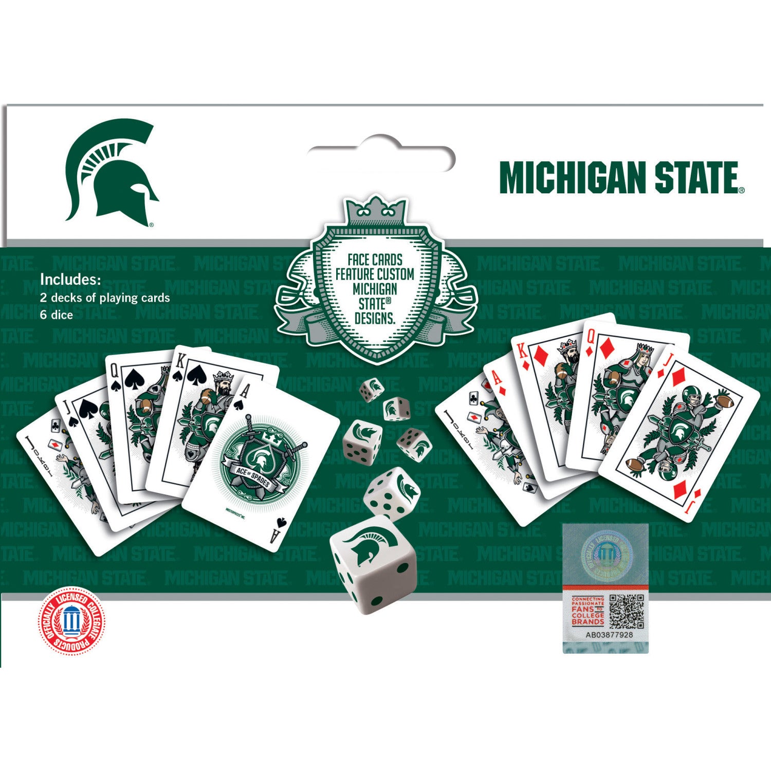 Michigan State Spartans - 2-Pack Playing Cards & Dice Set