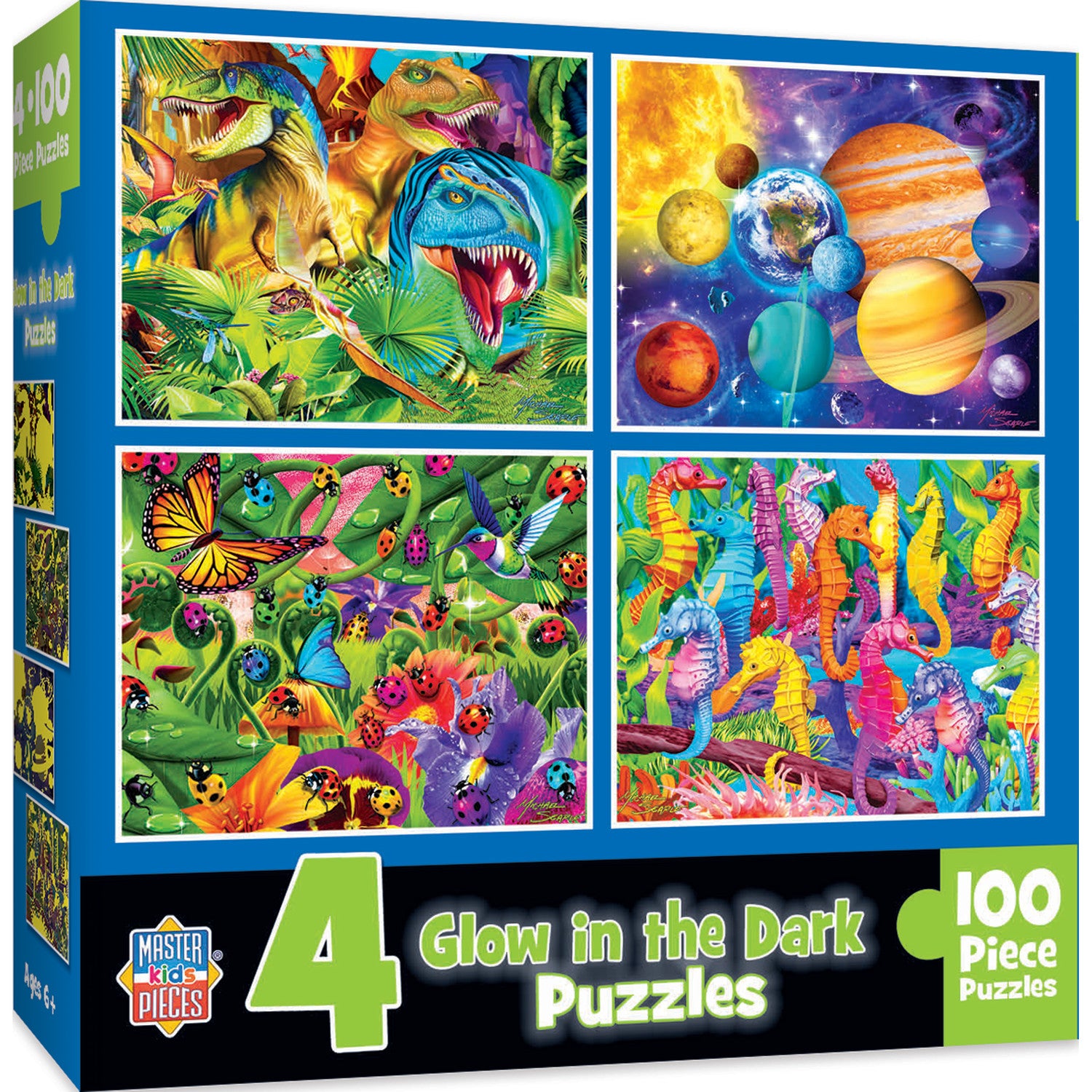 Glow in the Dark (Blue) 4 Pack - 100 Piece Kids Puzzle