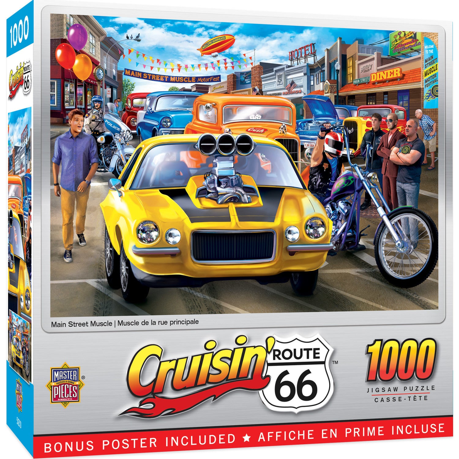 Cruisin' Route 66 - Main Street Muscle 1000 Piece Puzzle