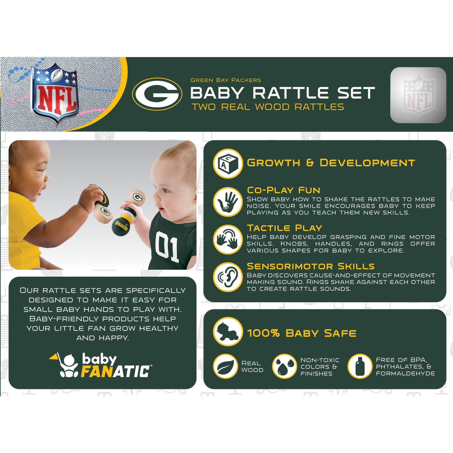 Green Bay Packers - Baby Rattles 2-Pack
