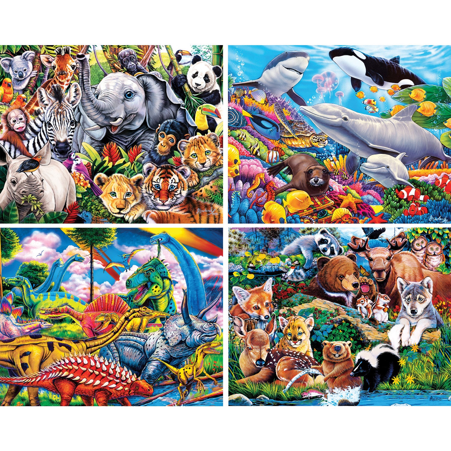 World of Animals - 4 Pack 100 Piece Puzzles