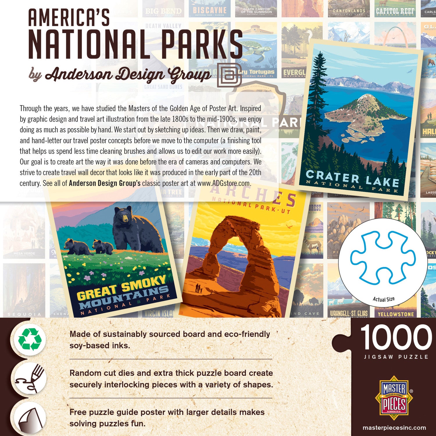 National Parks - Vintage Collage Poster Art 1000 Piece Jigsaw Puzzle