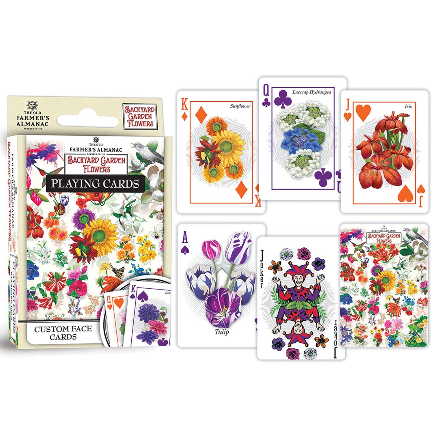 Farmer's Almanac - Backyard Garden Flowers Playing Cards - 54 Card Deck
