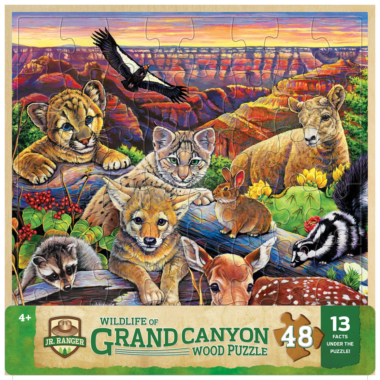 Wood Fun Facts - Grand Canyon Wildlife 48 Piece Kids Puzzle