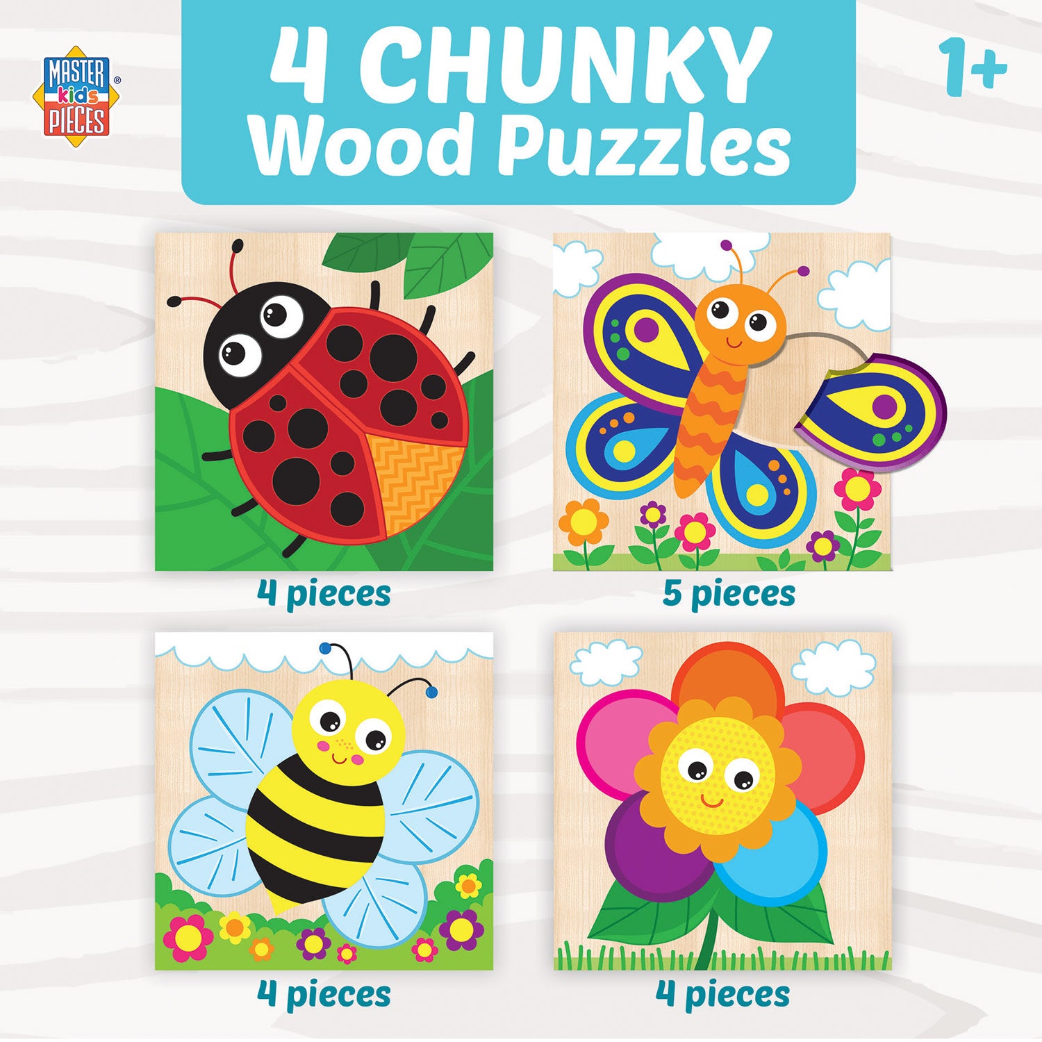 Garden Chunky Wood Puzzles - Kids 4 Pack