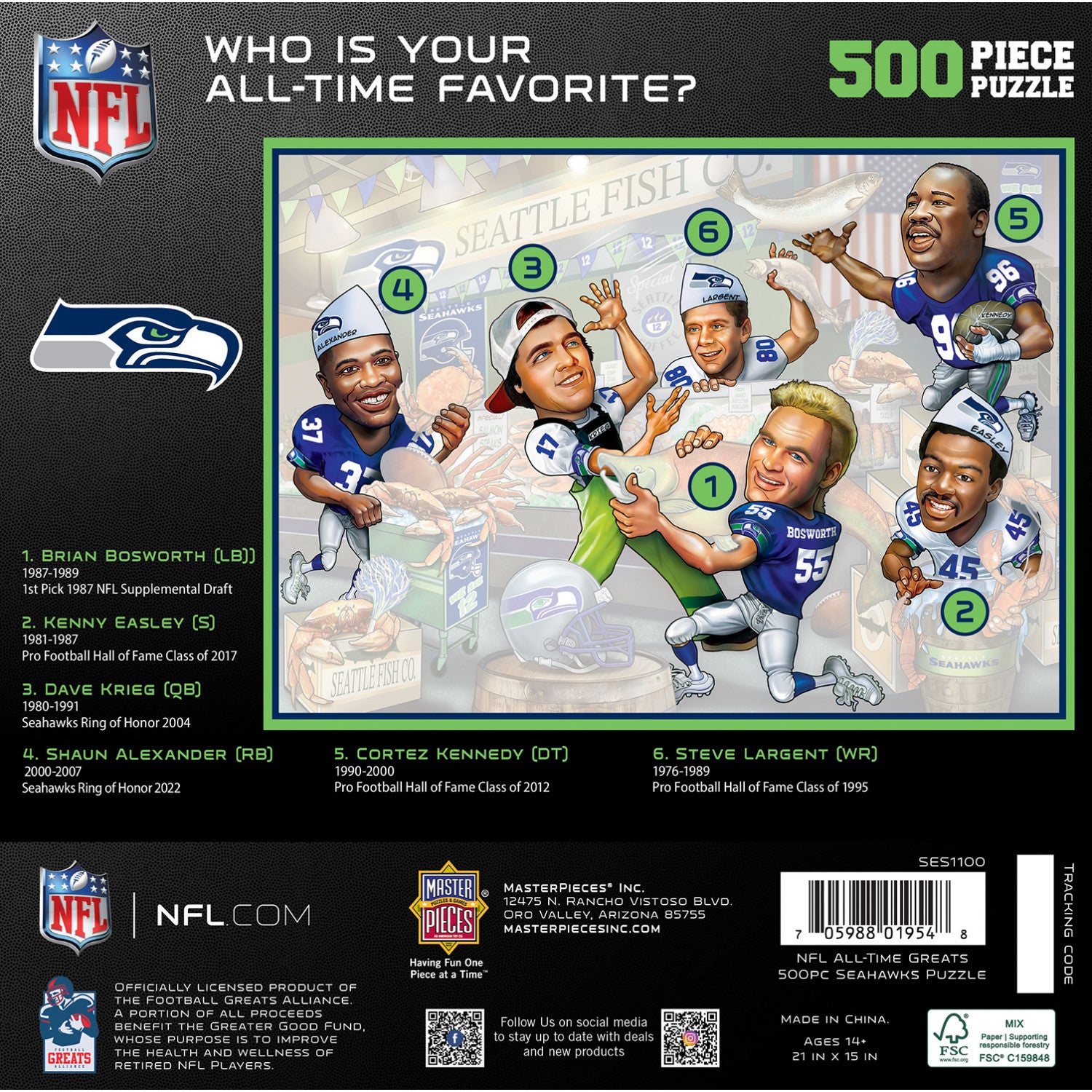 Seattle Seahawks - All Time Greats 500 Piece Jigsaw Puzzle