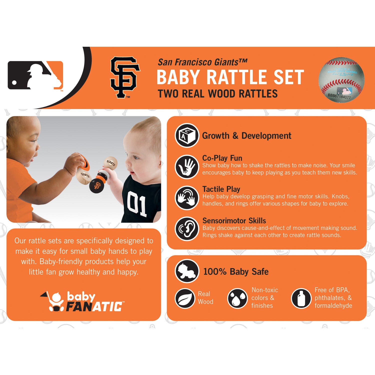 San Francisco Giants - Baby Rattles 2-Pack