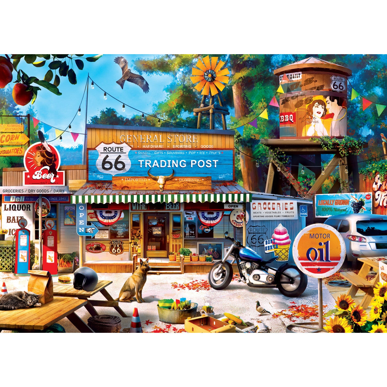 Cruisin' Rt 66 - Trading Post on Route 66 1000 Piece Puzzle