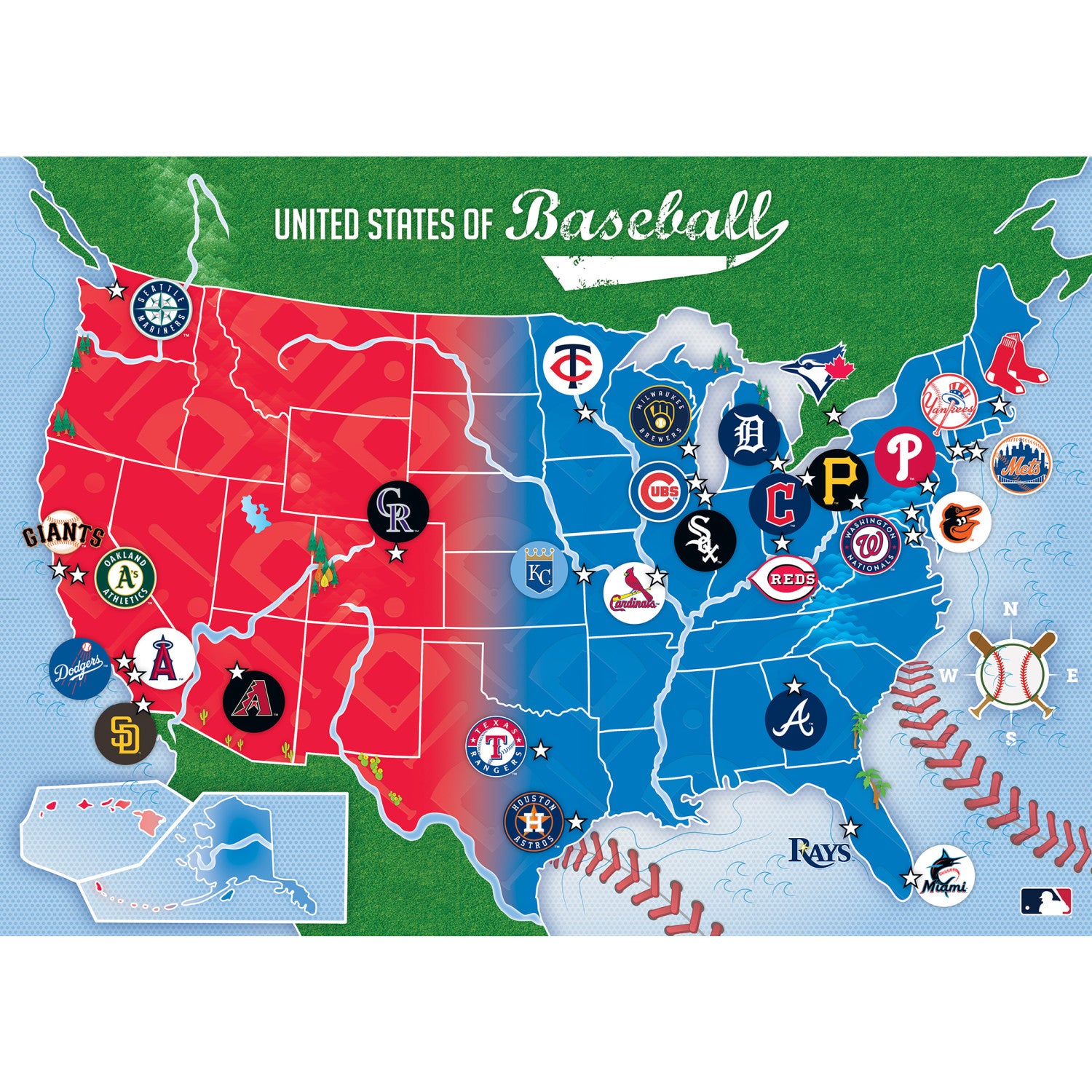 MLB League Map 500pc Puzzle