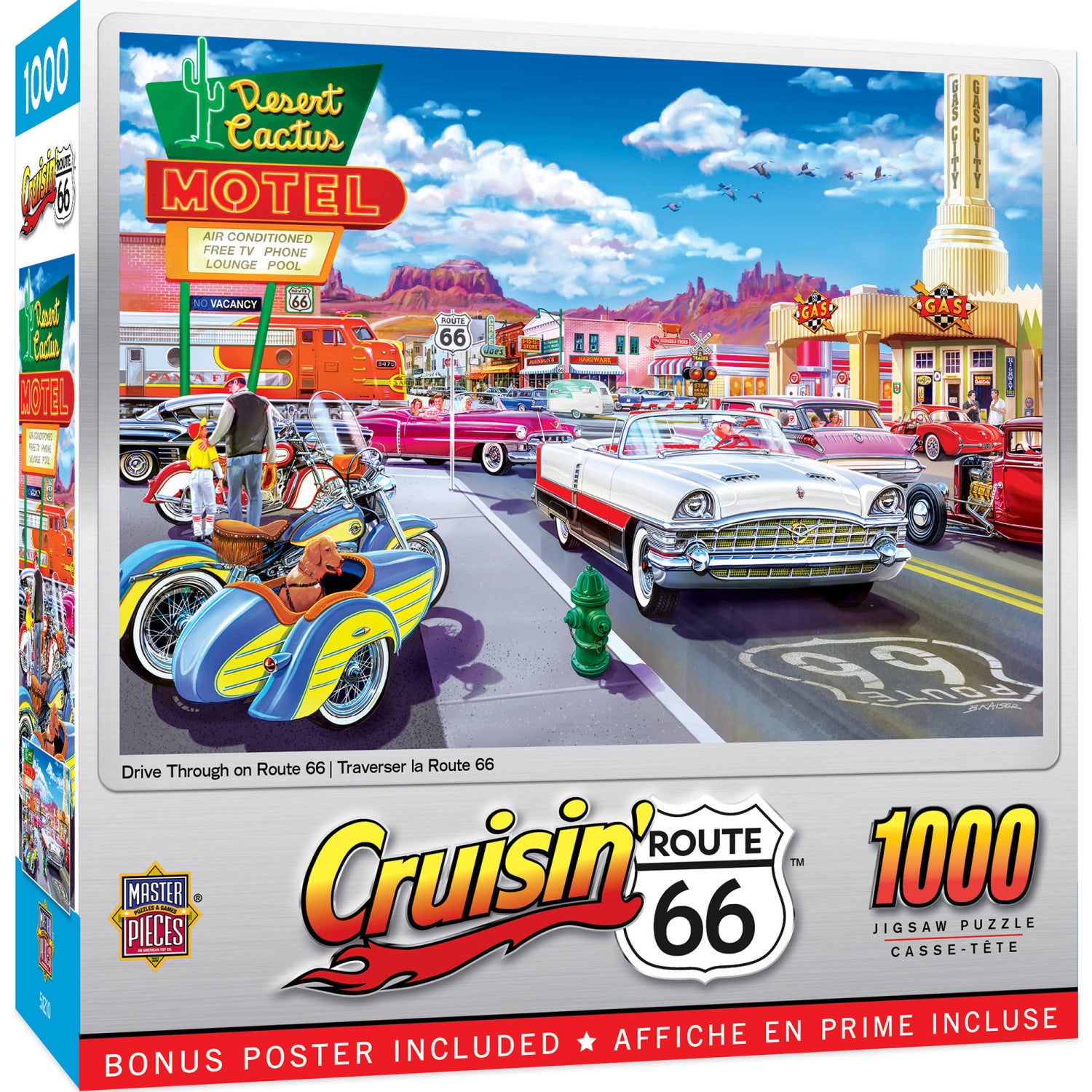 Cruisin' Route 66 - Drive Through on Route 66 1000 Piece Jigsaw Puzzle