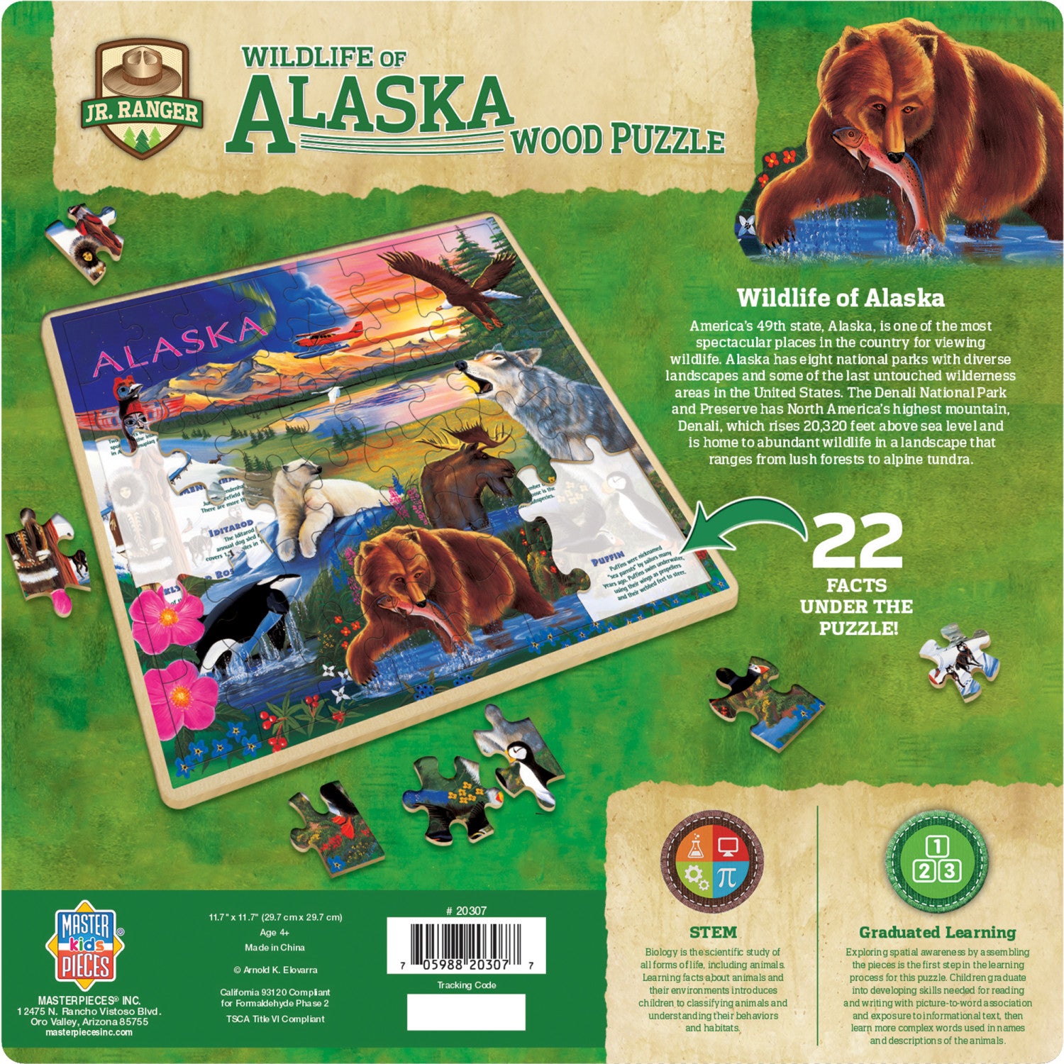 Jr. Ranger - Wildlife of Alaska 48 Piece Wood Jigsaw Puzzle