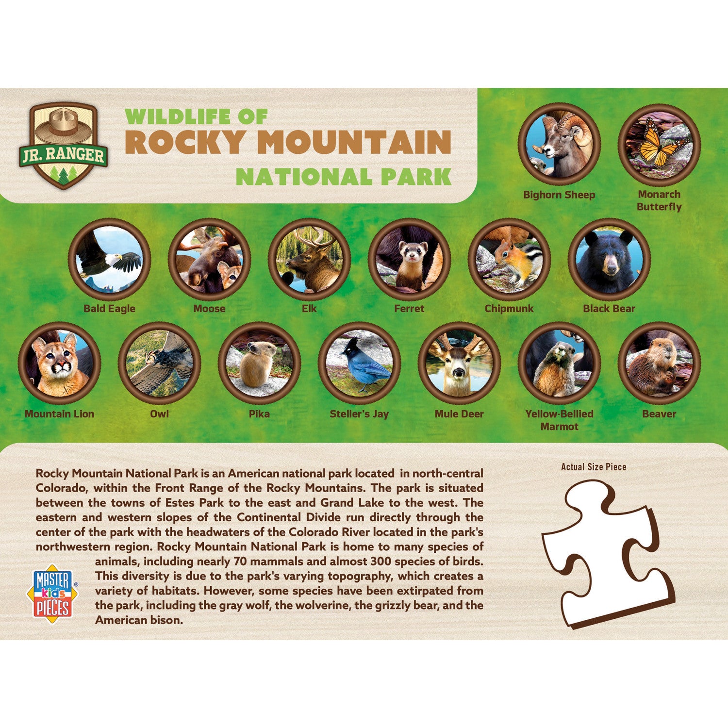 Wildlife of Rocky Mountain National Park - 100 Piece Jigsaw Puzzle