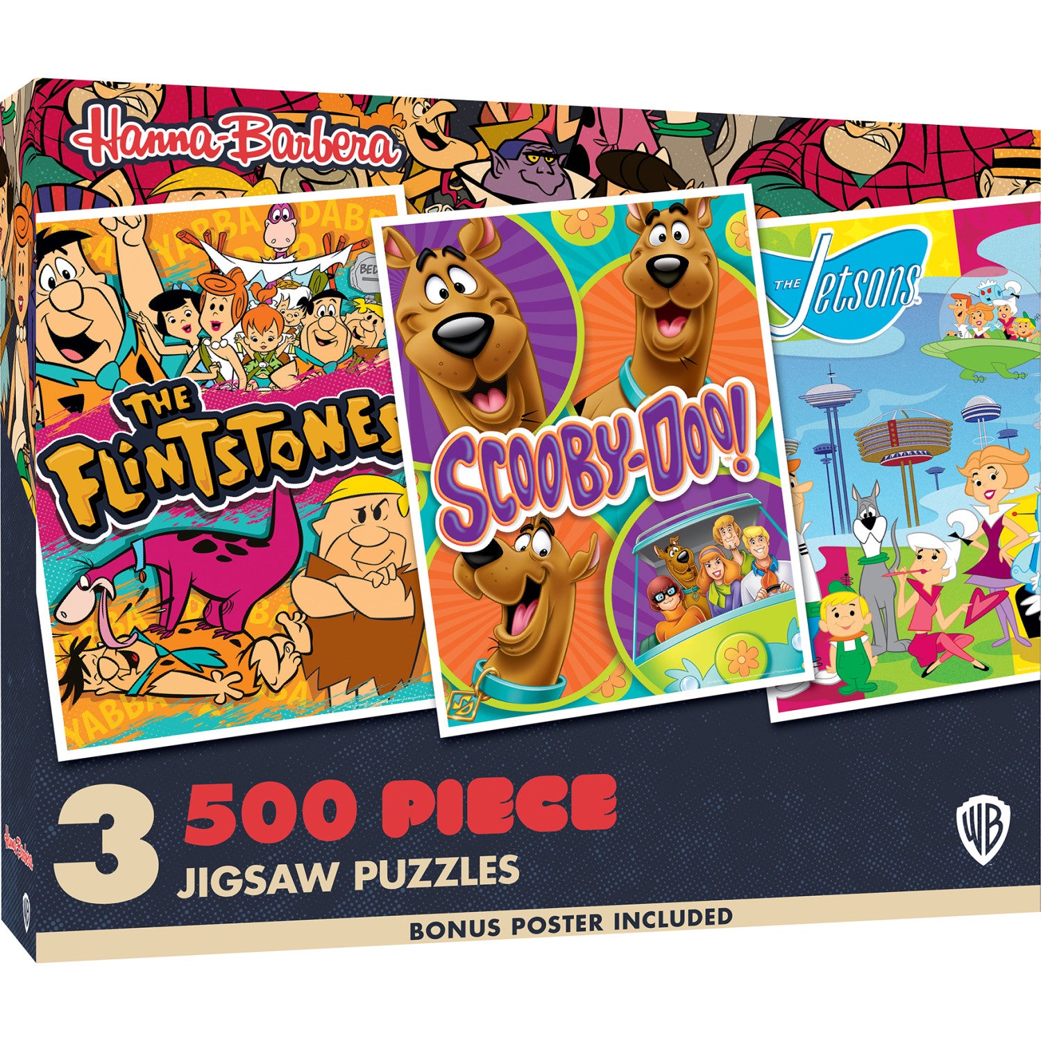Hanna-Barbera - Flintstones, Scooby-Doo, Jetsons 3-Pack 500 Piece Puzzles