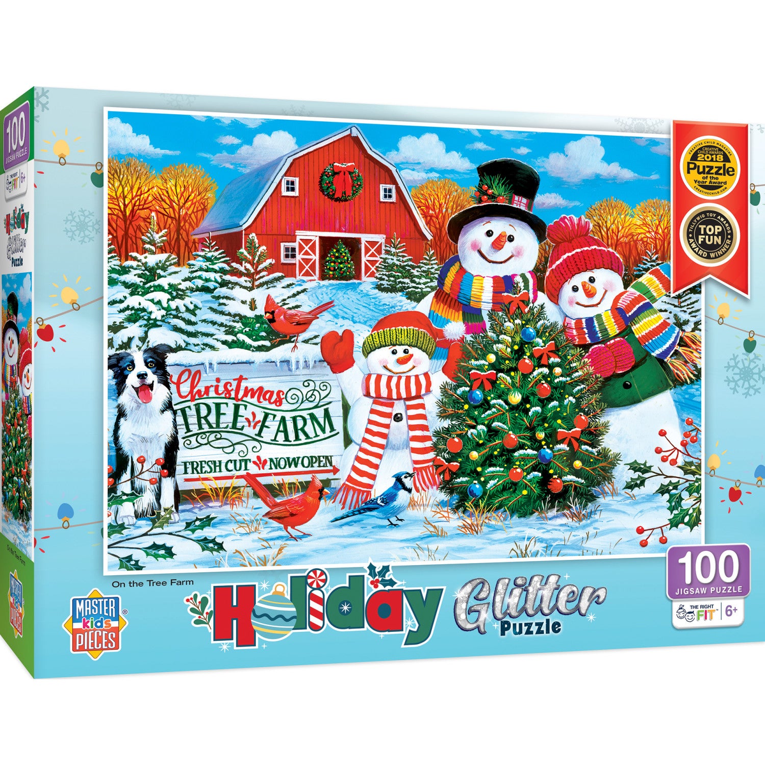 Holiday Glitter Christmas- On the Tree Farm 100 Piece Puzzle