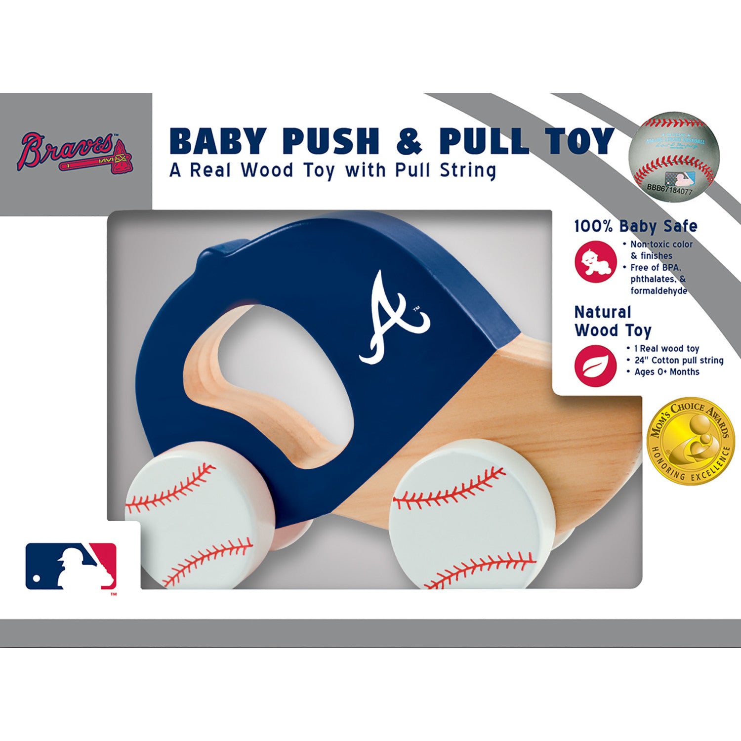 Atlanta Braves MLB Wood Push & Pull Toy