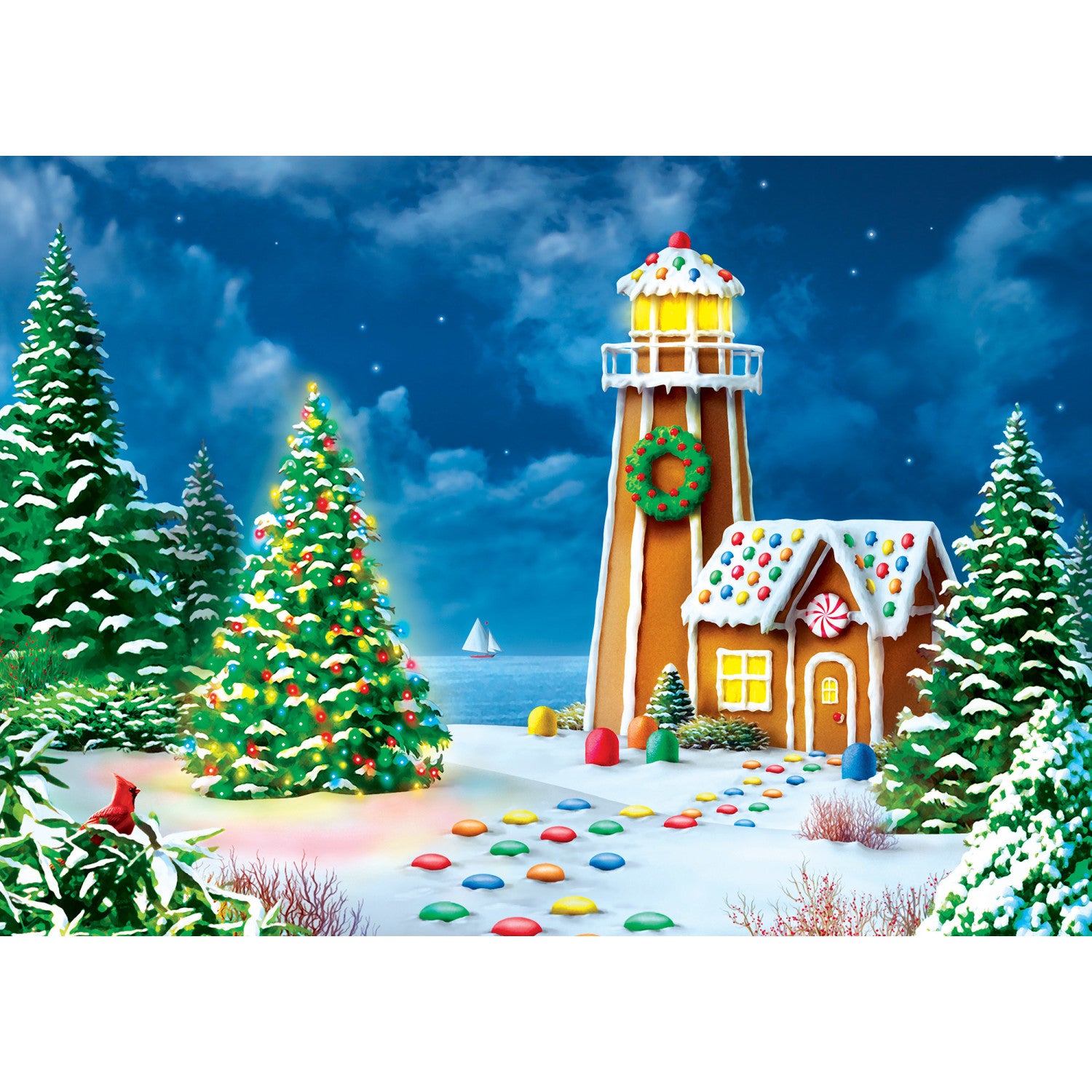 Holiday Glitter - Gingerbread Lighthouse 500 Piece Puzzle