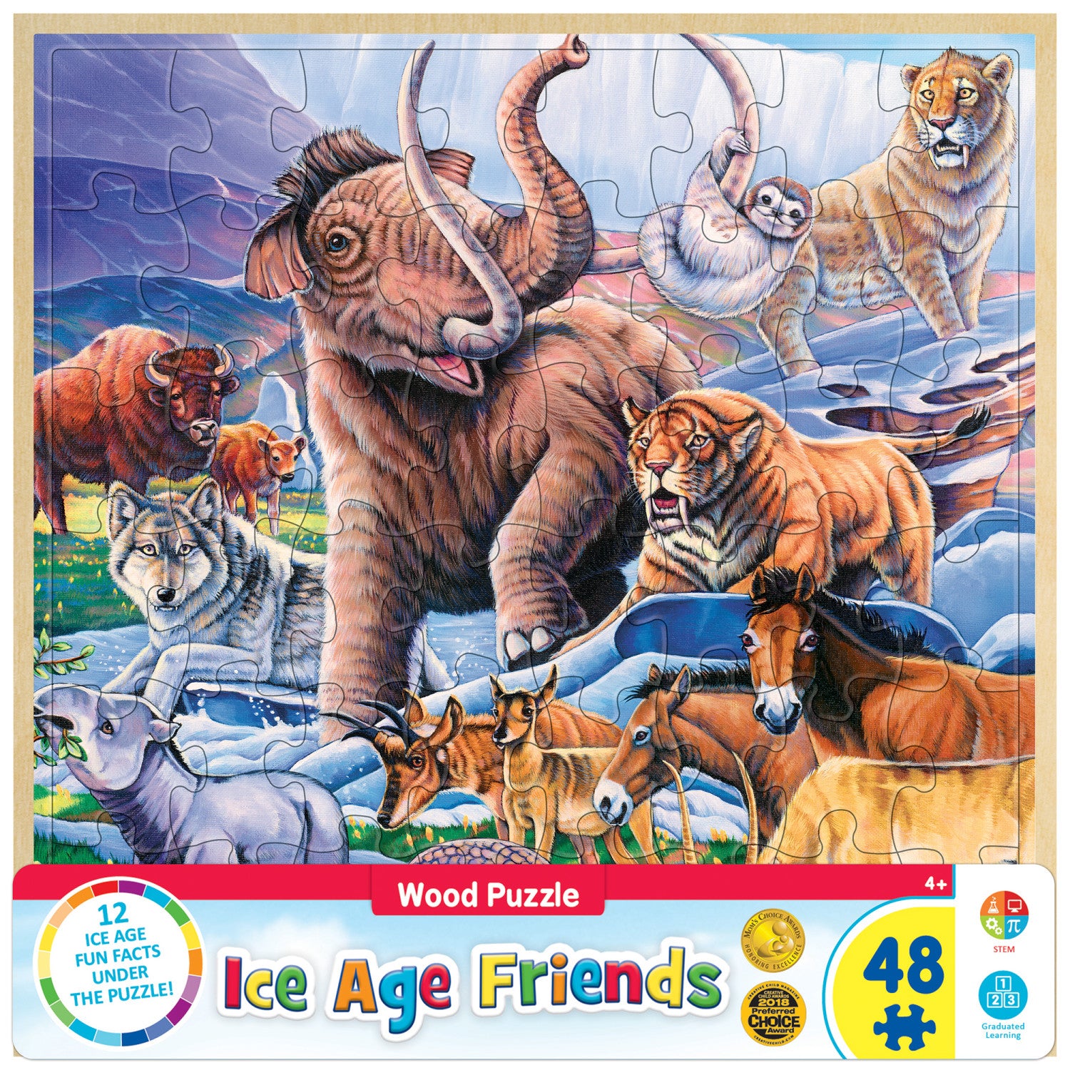 Wood Fun Facts - Ice Age Friends 48 Piece Wood Puzzle