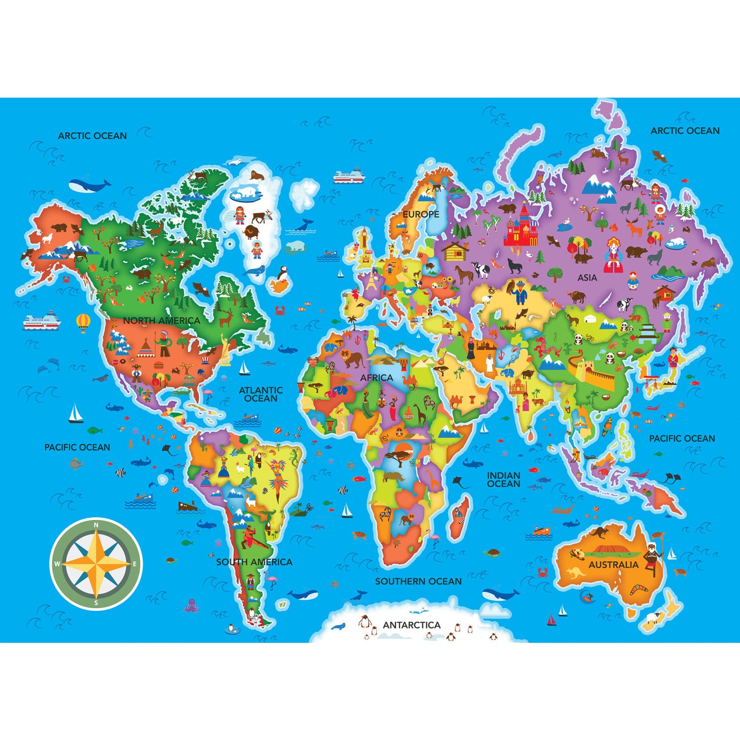 Educational - World Map 48 Piece Floor Puzzle