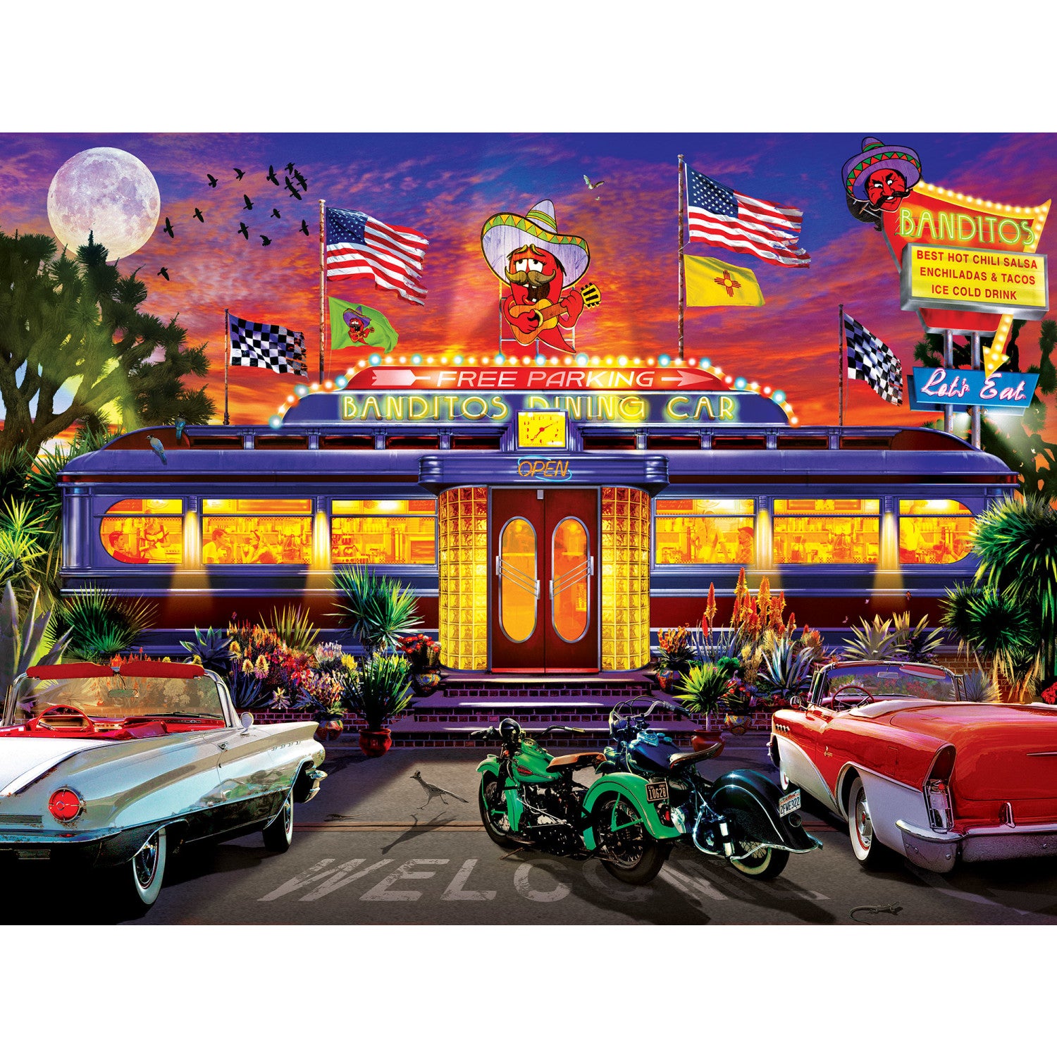 Roadsides of the Southwest - Bandito's Dining Car 550 Piece Puzzle