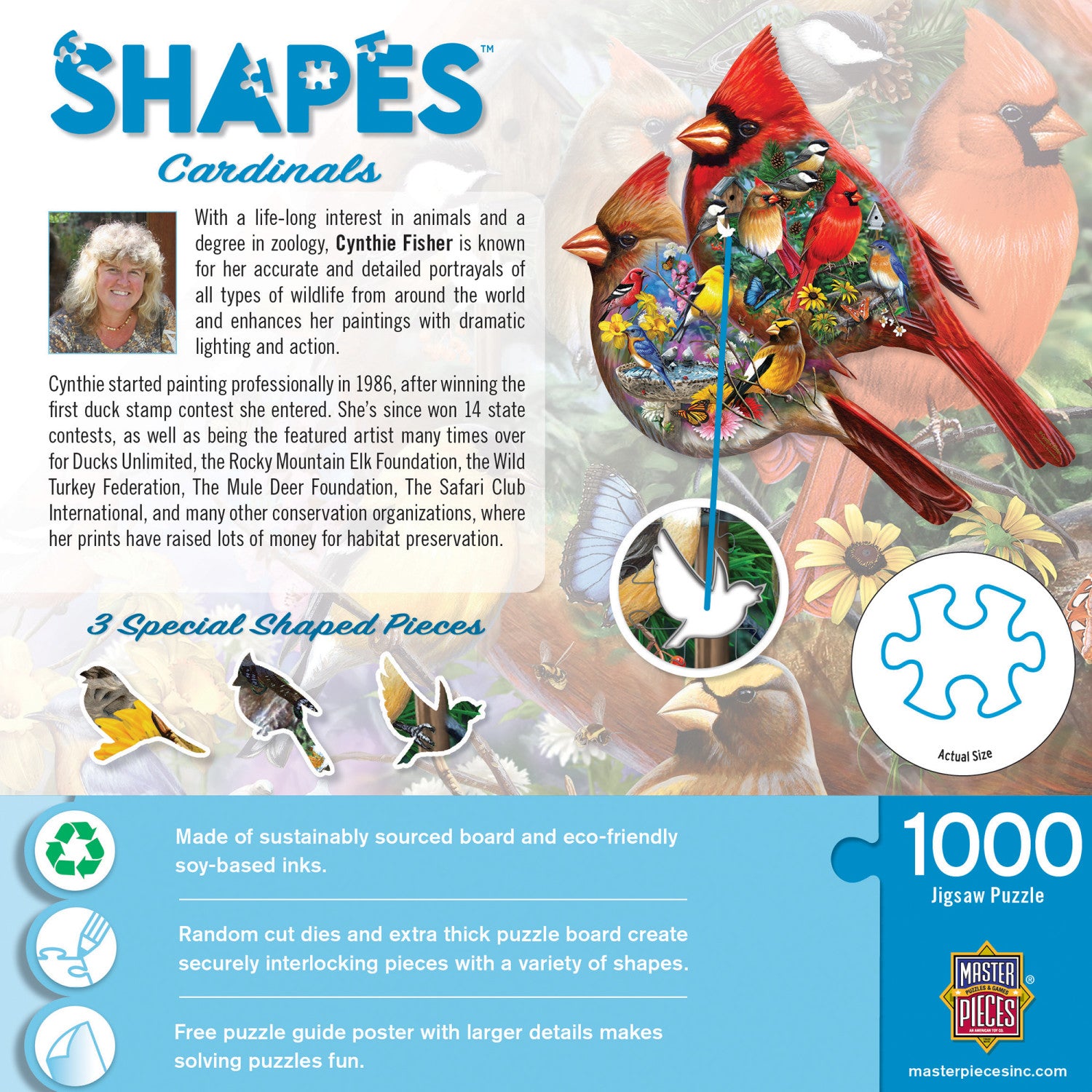 Contours - Cardinals 1000 Piece Shaped Jigsaw Puzzle