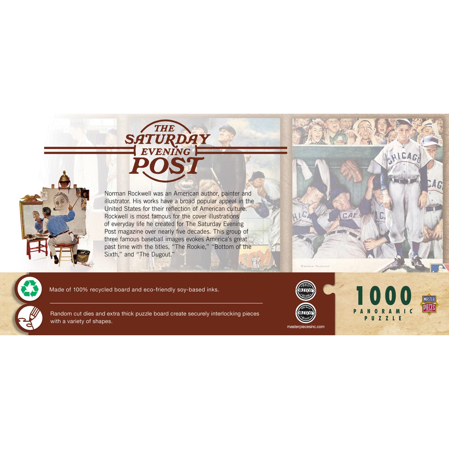 Saturday Evening Post - Baseball Collection 1000 Piece Panoramic Jigsaw Puzzle