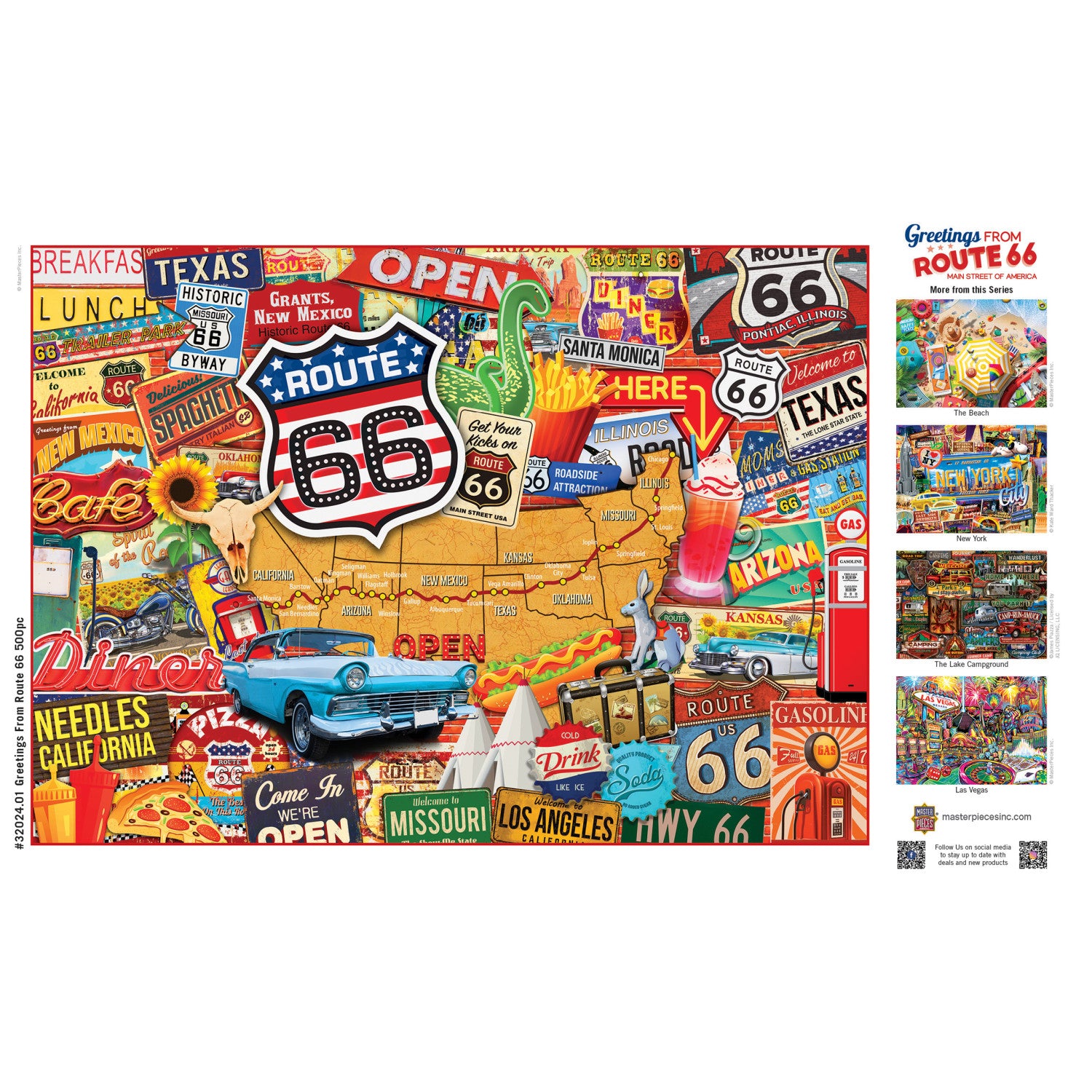 Greetings From Route 66 - 500 Piece Jigsaw Puzzle