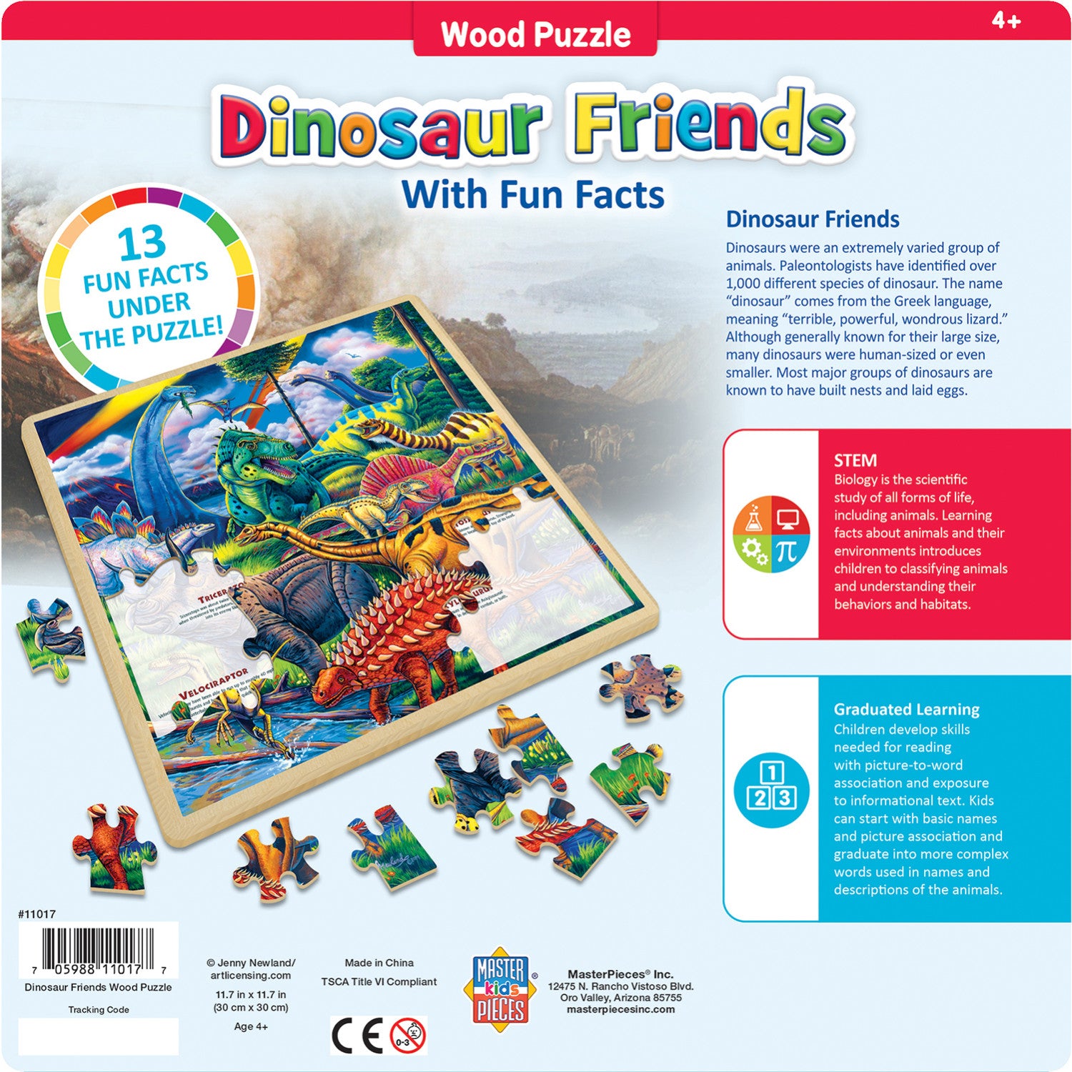 Wood Fun Facts - Dinosaur Friends Wood Puzzle 48 Piece Kids Puzzle