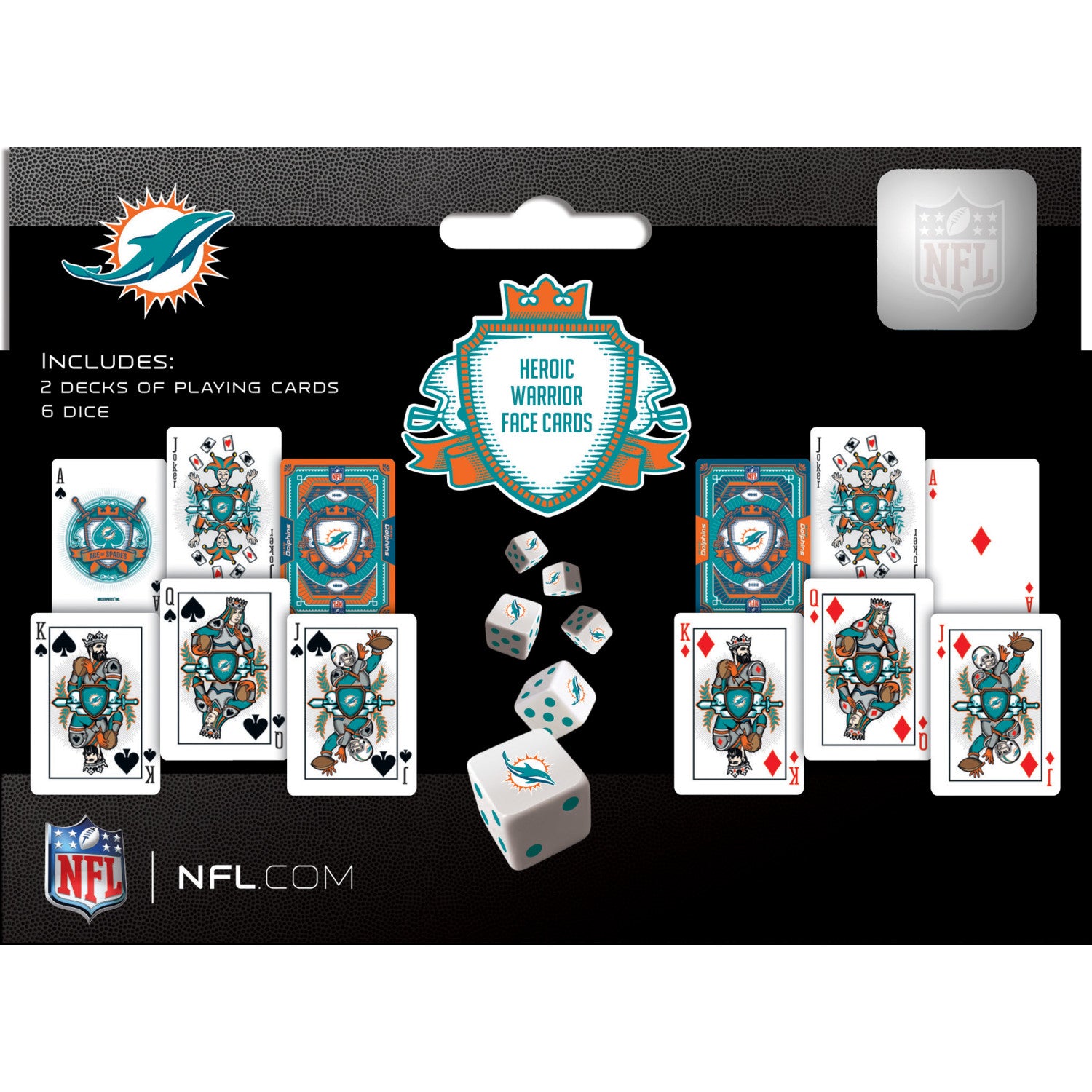 Miami Dolphins - 2-Pack Playing Cards & Dice Set