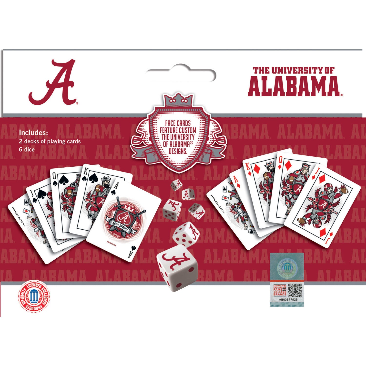 Alabama Crimson Tide - 2-Pack Playing Cards & Dice Set