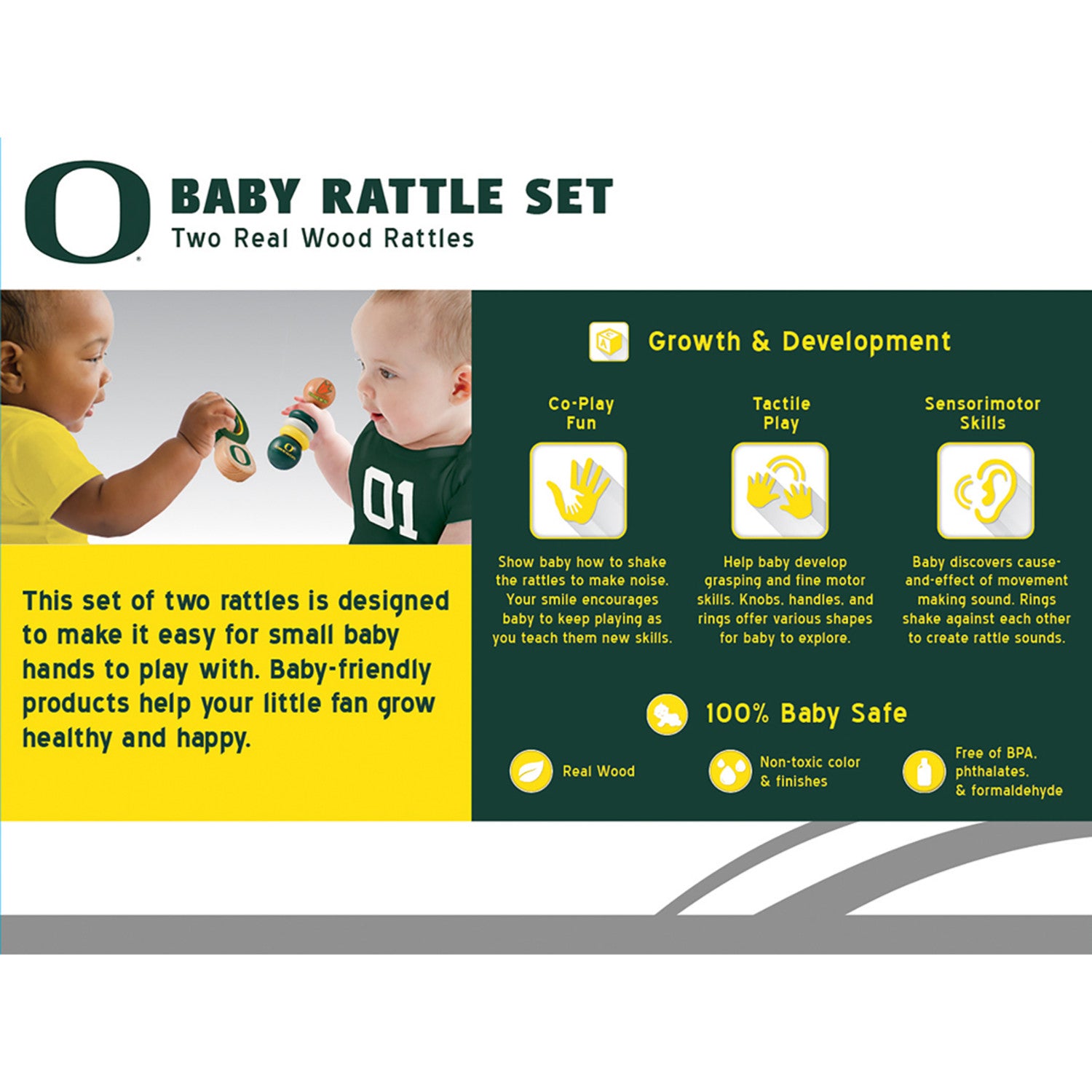 Oregon Ducks - Baby Rattles 2-Pack