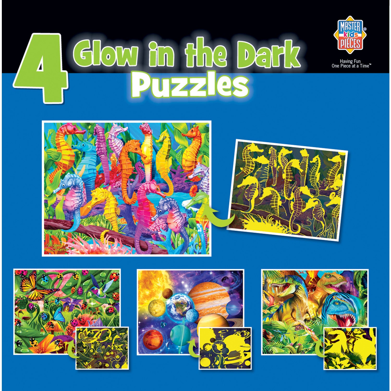 Glow in the Dark (Blue) 4 Pack - 100 Piece Kids Puzzle