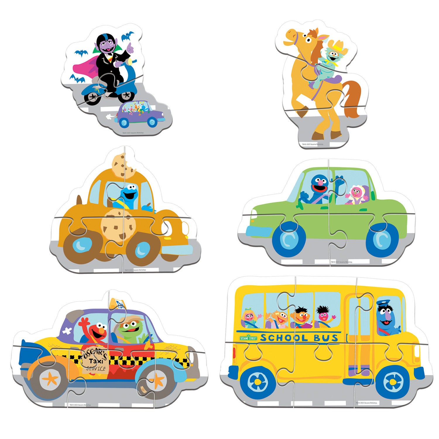 Sesame Street - Vehicles 6-Pack Mini Shaped Puzzles