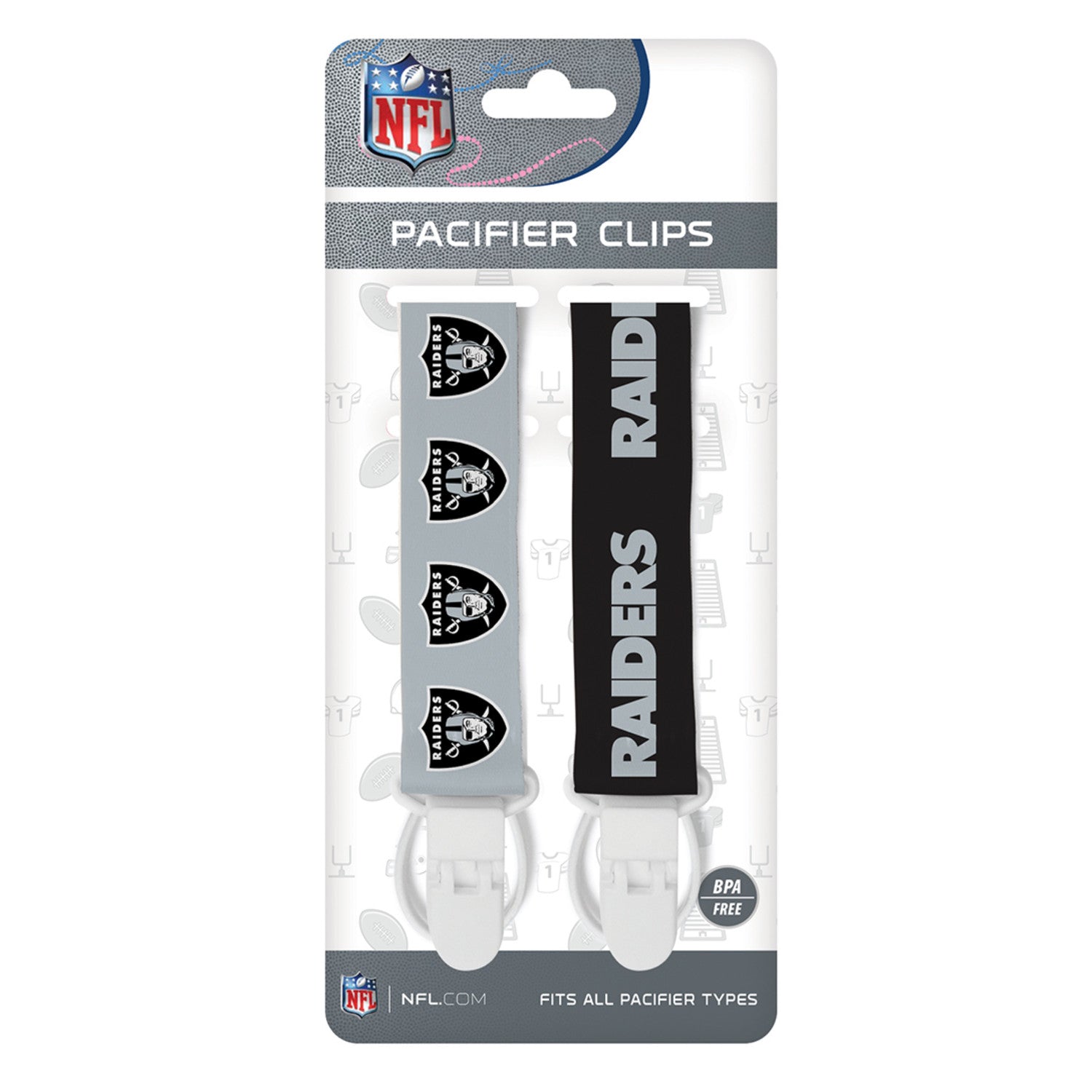 Las Vegas Raiders NFL Pacifier Clip 2-Pack