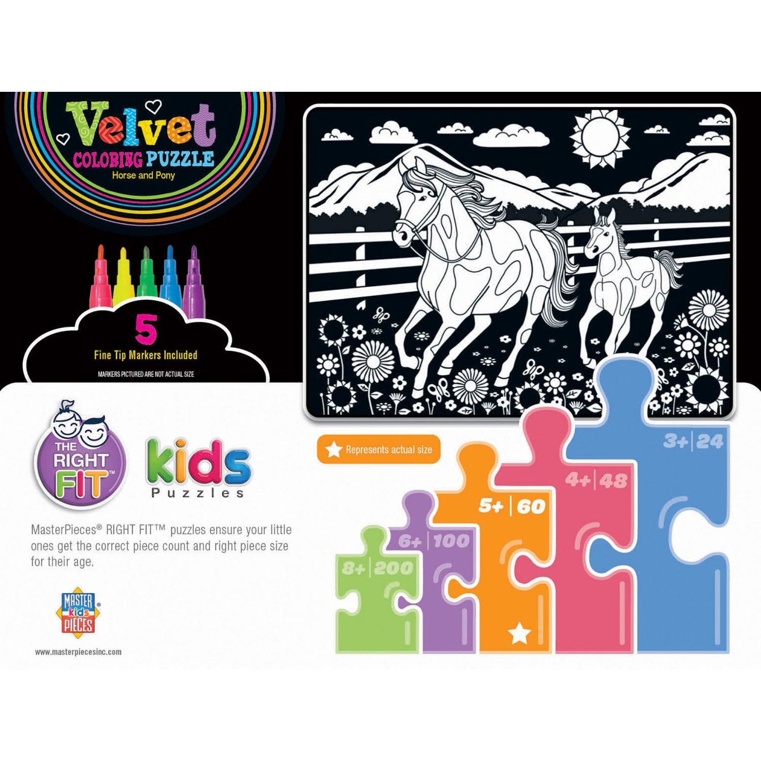 Velvet Coloring - Horse & Pony 60 Piece Jigsaw Puzzle